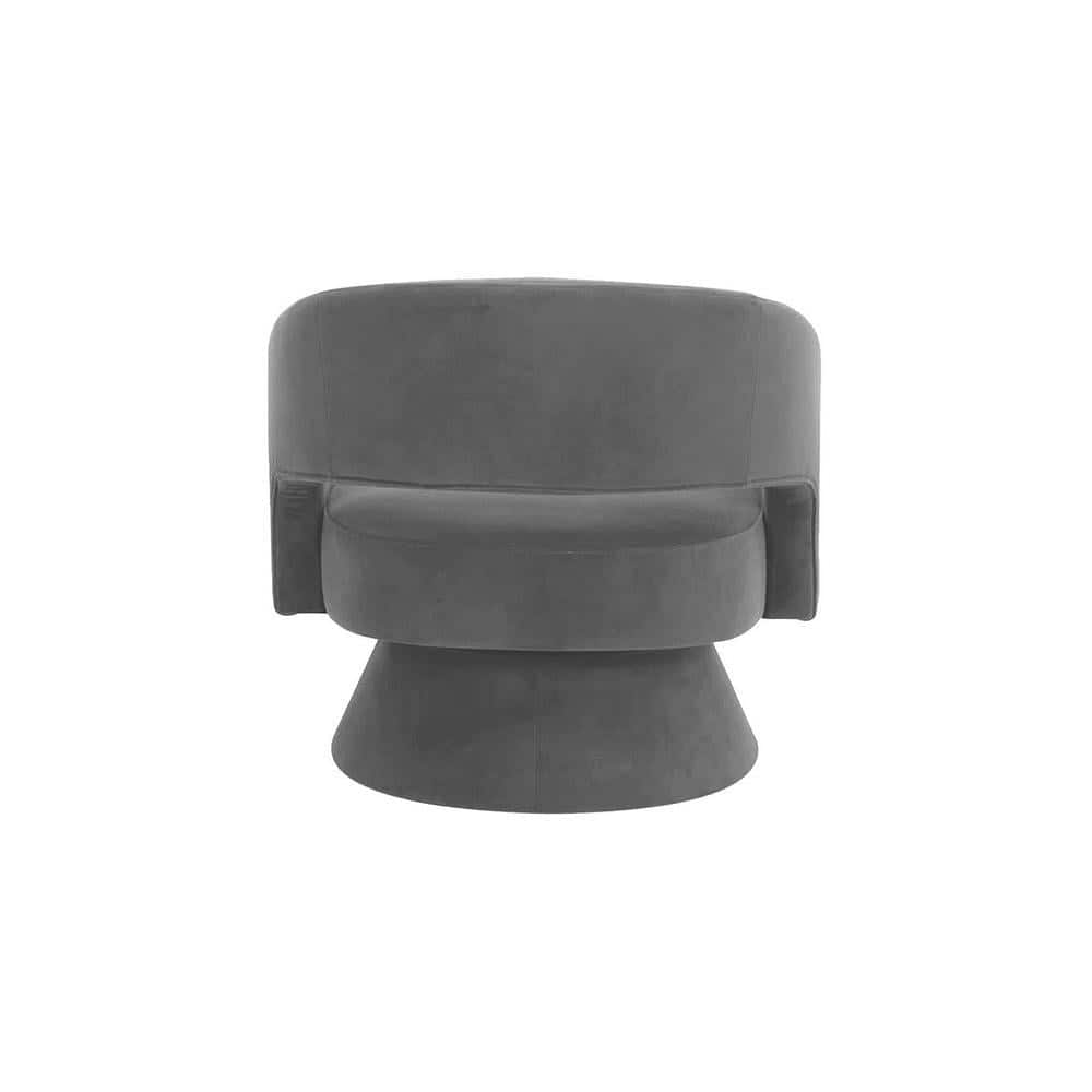 Aracell Swivel Solid Wood Round Chair in Grey Colour