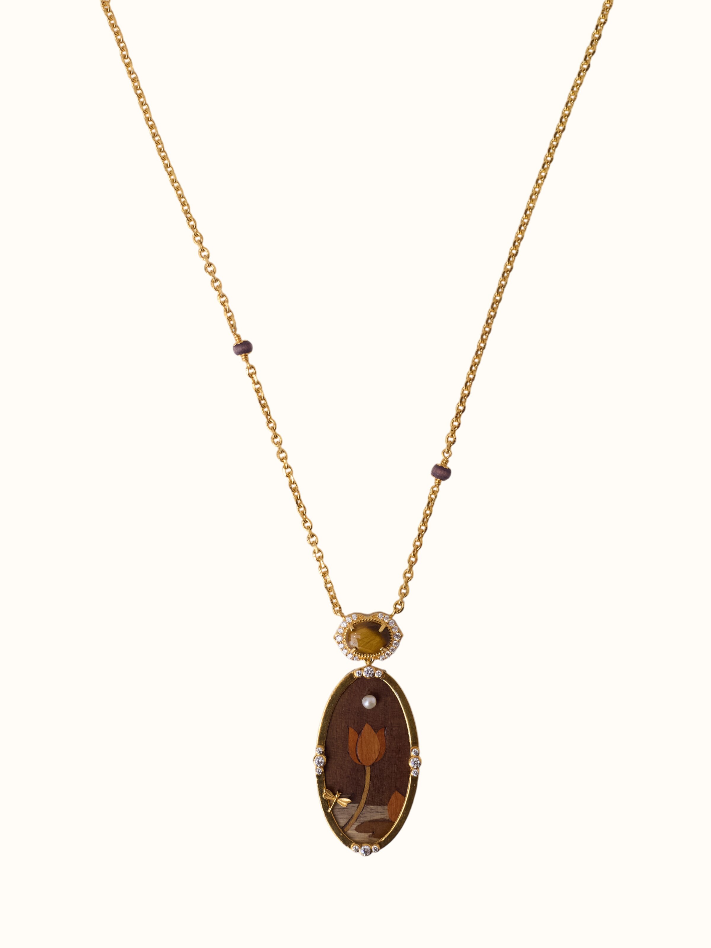 Rosewood Inlaid Silver Pendant & Chain