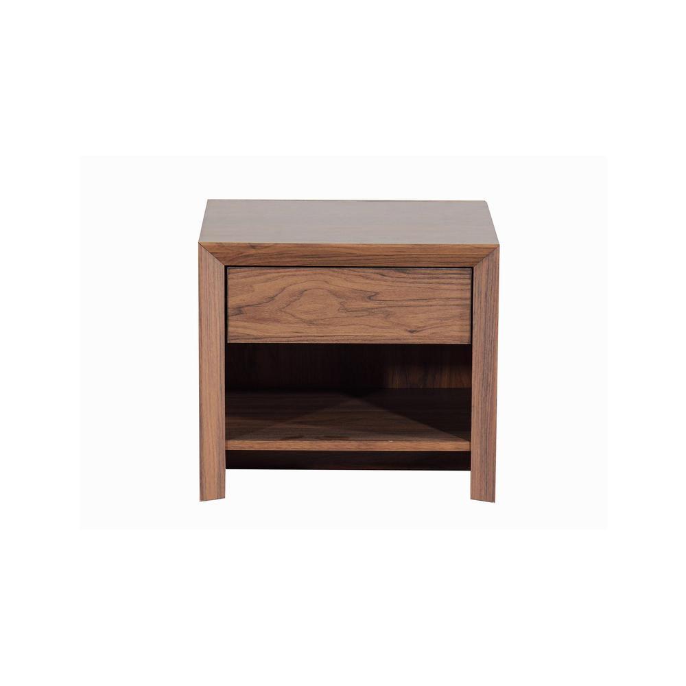 Yuko Engineered Wood Bedside Table with One Drawer in Columbia Walnut Finish