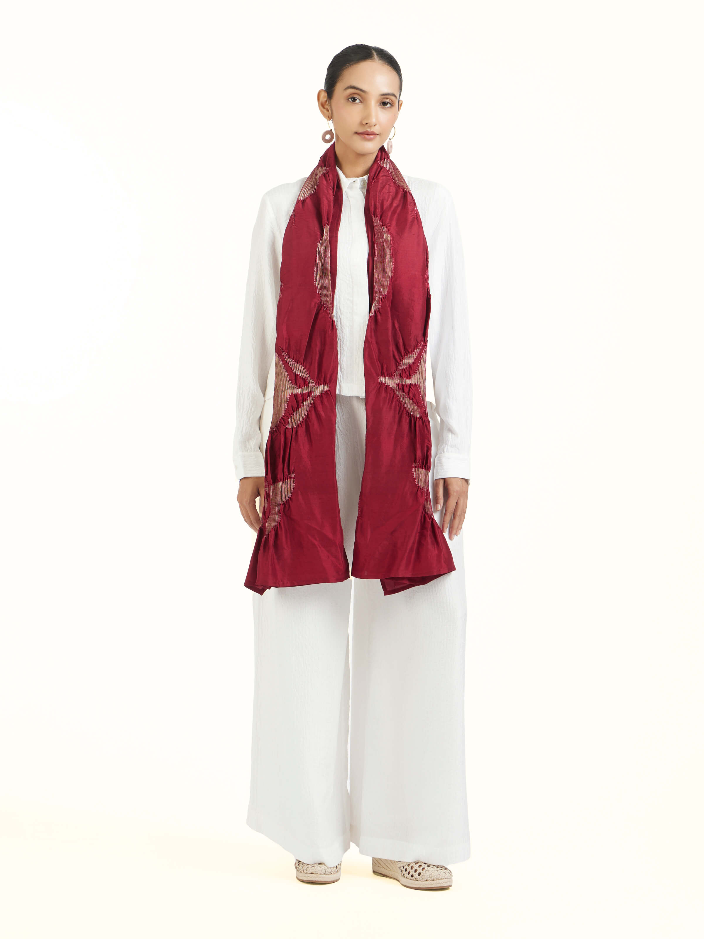 Crimson Tie & Dye Shibori Stole