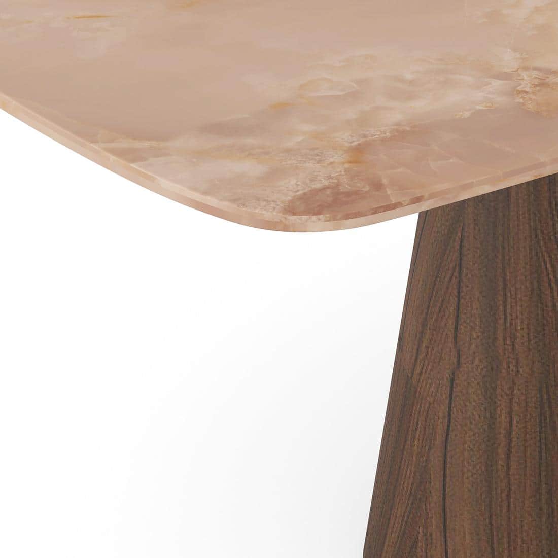 Nola 6 seater Compact Dining Table in Amber Jade Ceramic with Wella Dining Chair in Terracotta Fabric