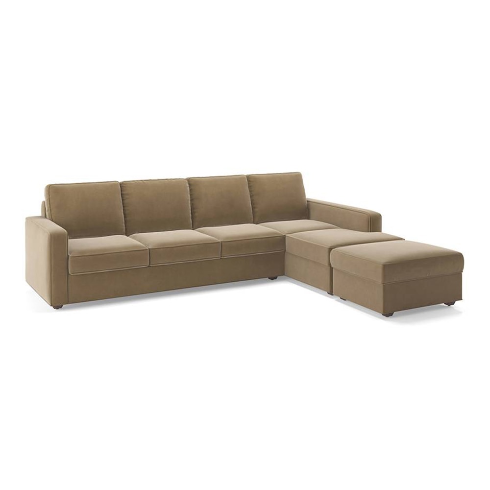 Apollo Sofa (Colour : Fawn Velvet, Cushion : Hard, Back Type : Regular, Seating Capacity : Right Aligned 3 Seater + Right Aligned Chaise)