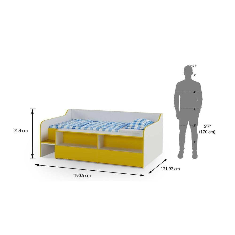 Bumblebee Engineered Wood Box Storage Bed in Yellow Colour