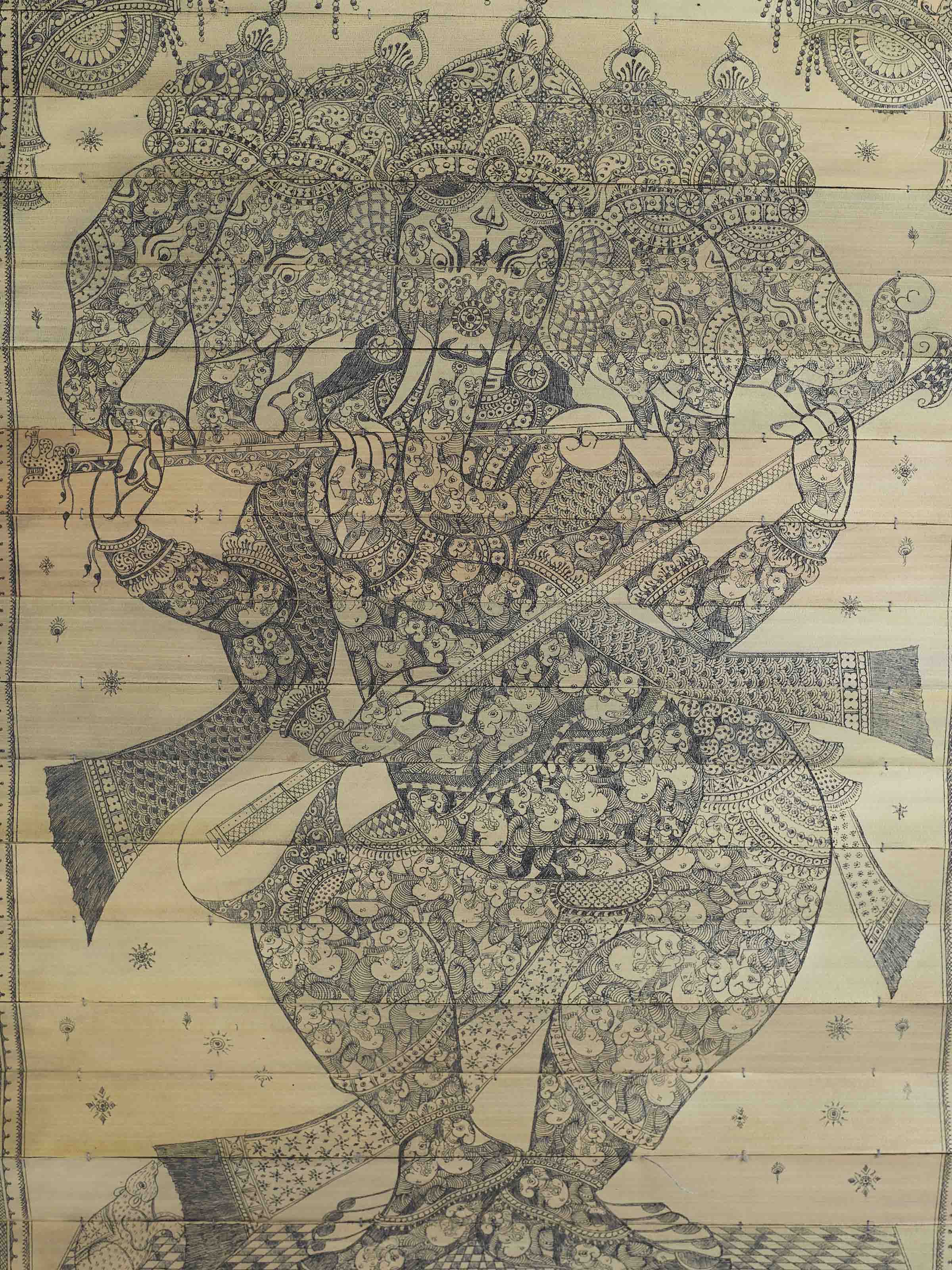 Panchamukhi Ganesha Palm Leaf Engraving