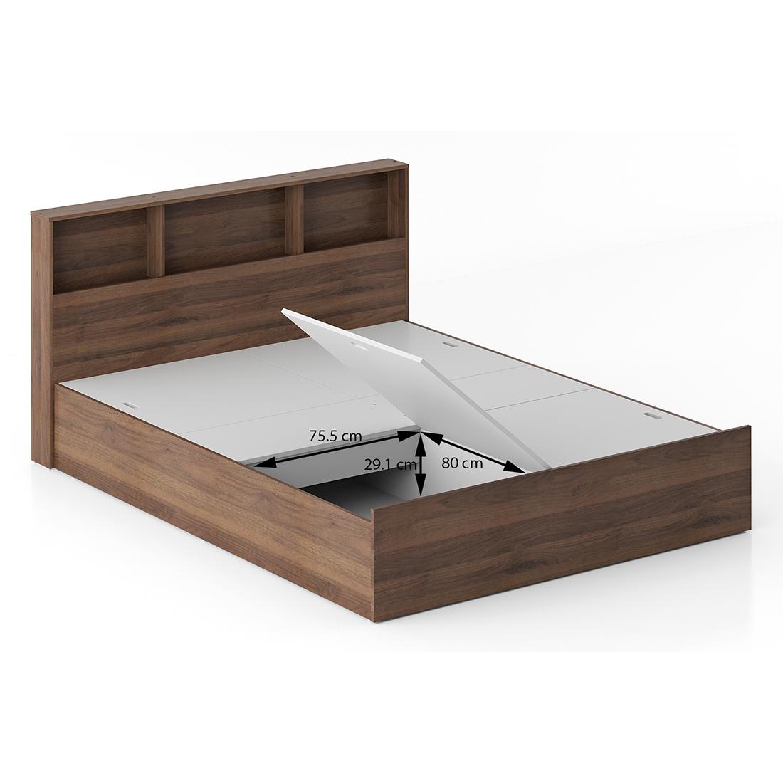 Jasper Engineered Wood Queen Size Box Storage Bed In Classic Walnut Finish