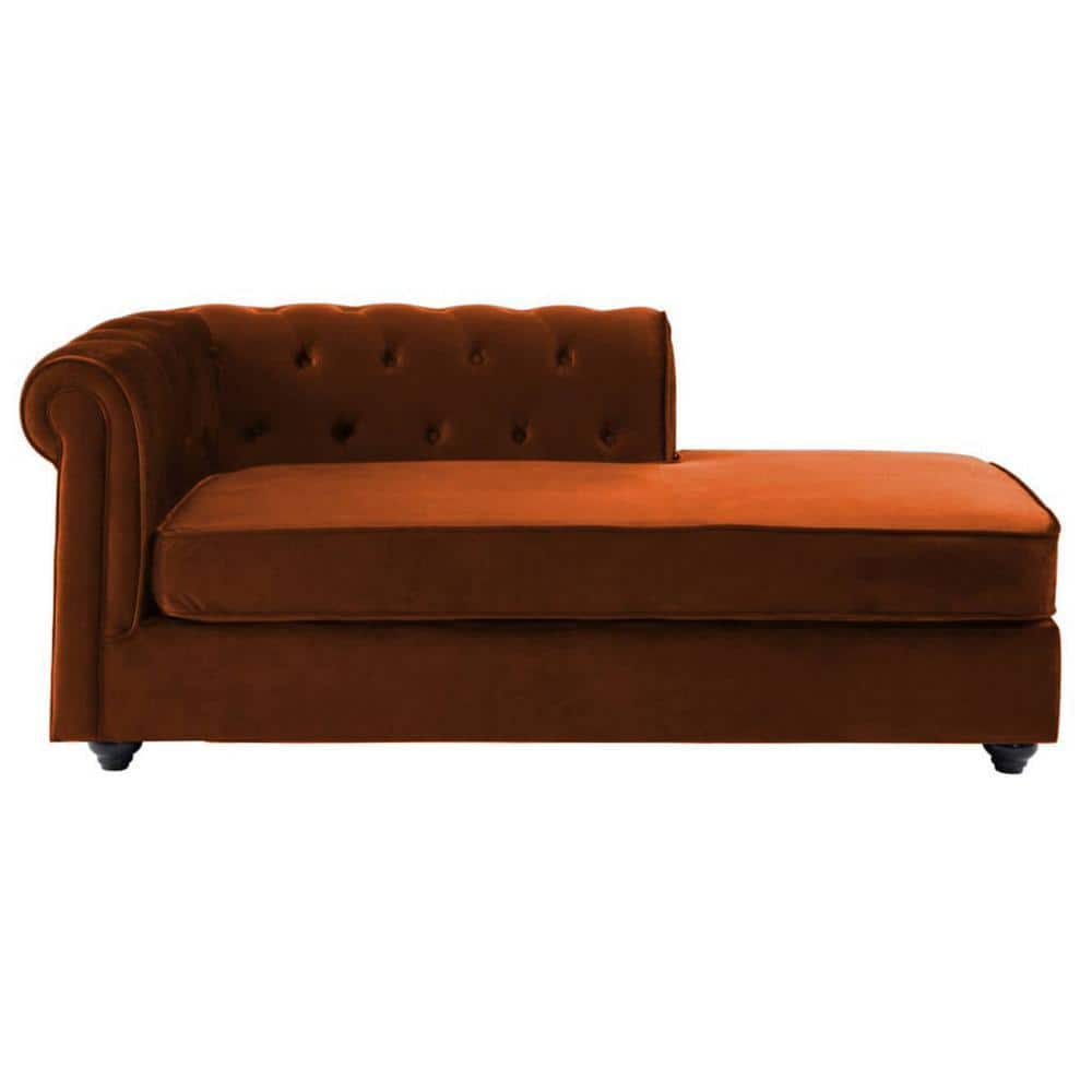 Ease Velvet Chaise Launger in Brown Colour