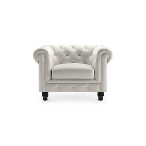 Winchester 1 Seater Half Leather Sofa in White Colour