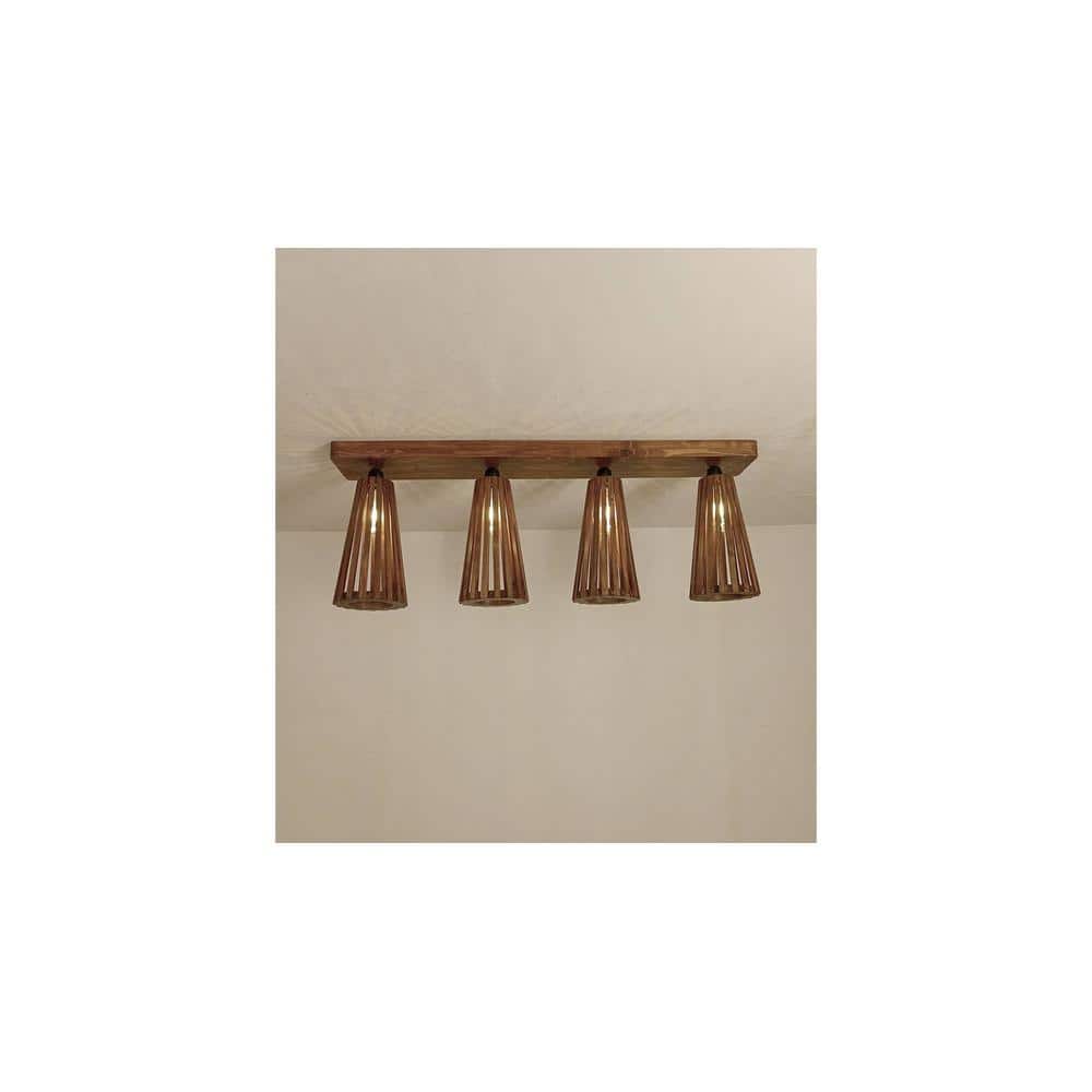 Billet Brown Solid Wood Ceiling Light