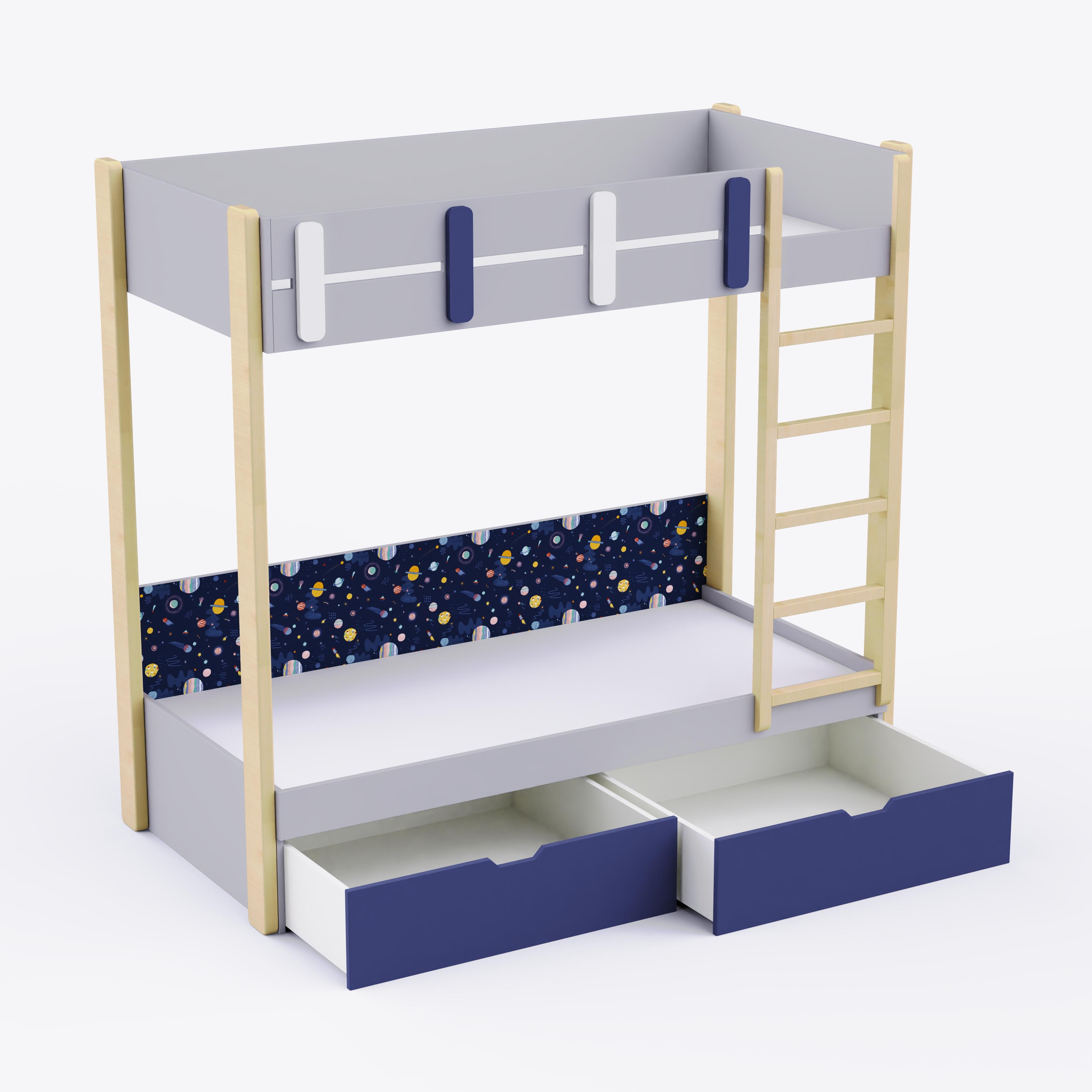 Pine Tree Single Size Bunk Bed In Silver Grey Colour