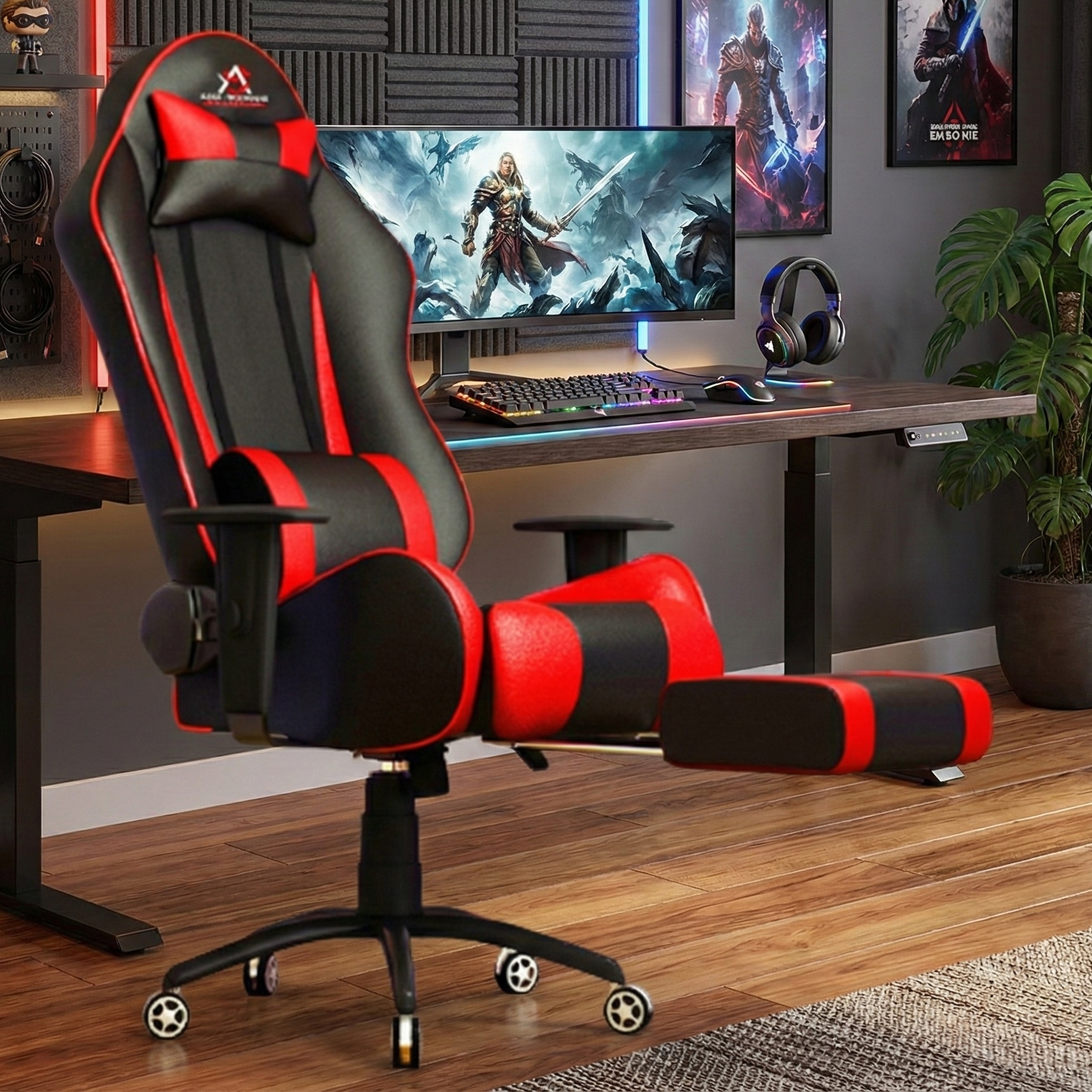 ASE Gaming Gold Series With Footrest Gaming Chair (Red)