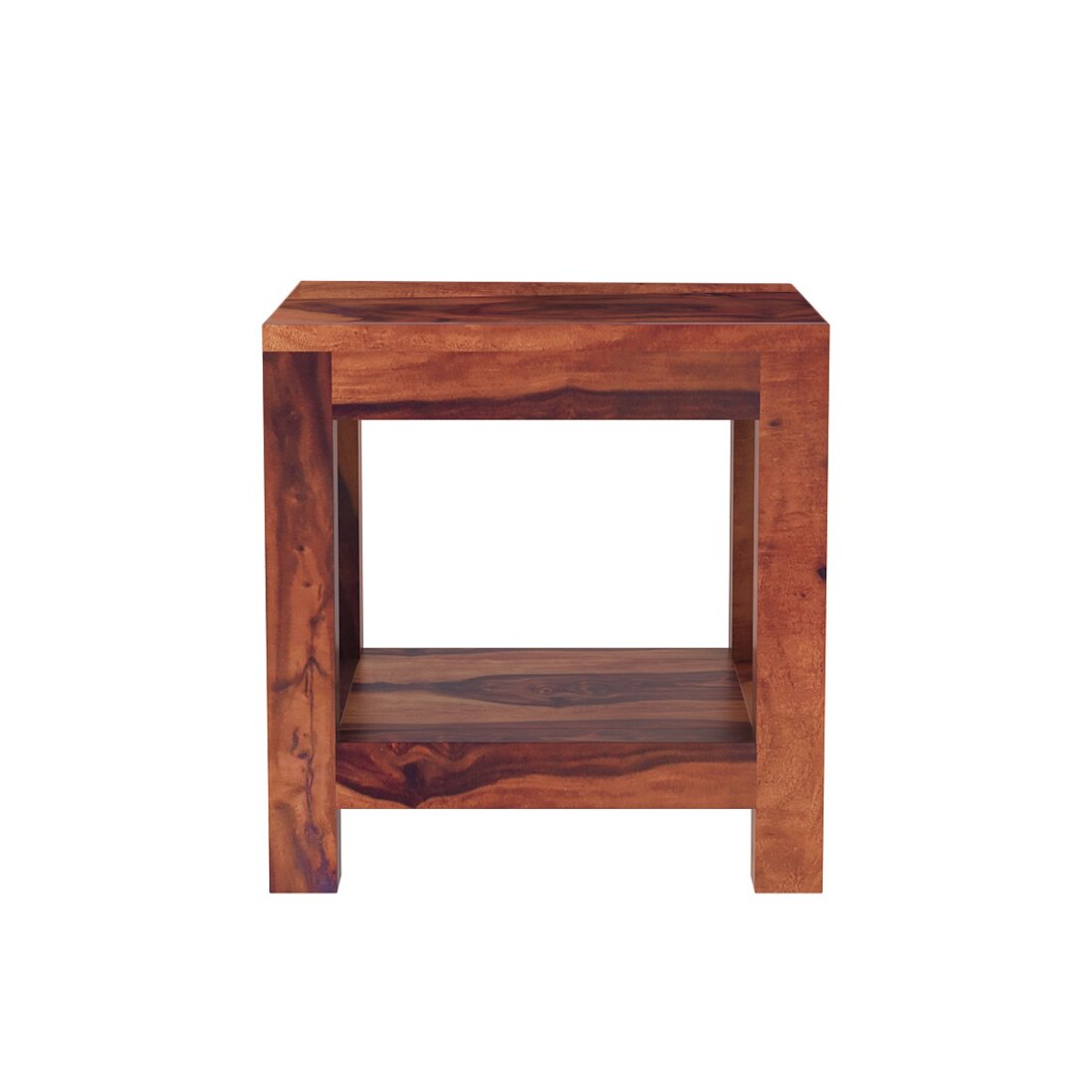 Box Solid Wood Bedside Table in Teak Finish