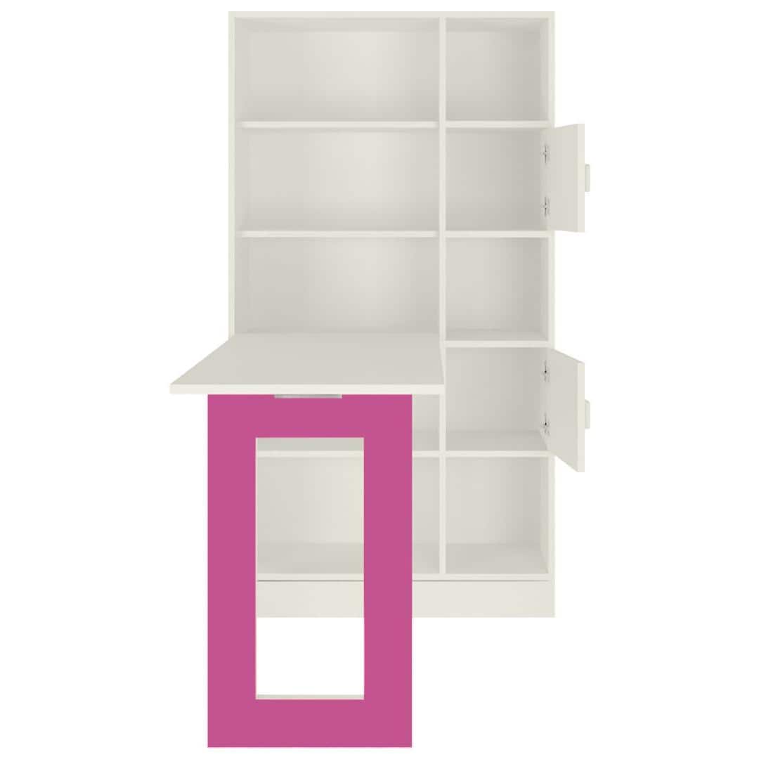Aura Kids Folding Study Desk cum Large Bookshelf in Barbie Pink Colour