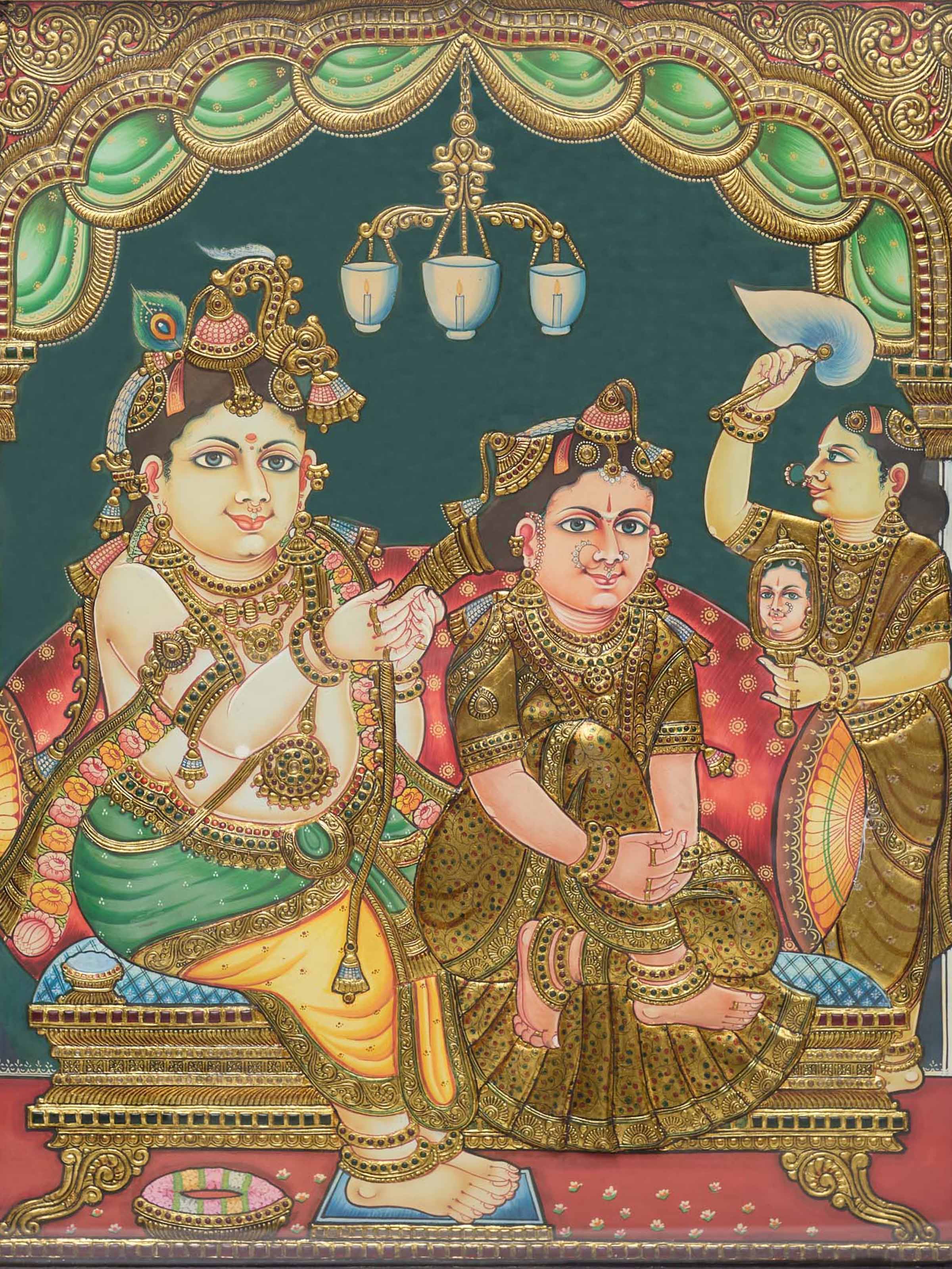 Jadai Thanjavur Teak Wood Painting