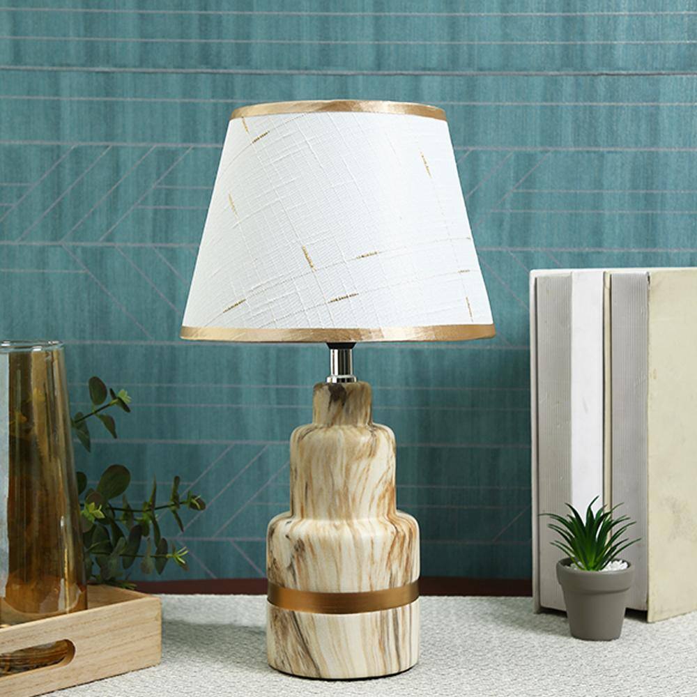 White and Golden Artisanal Table Lamp