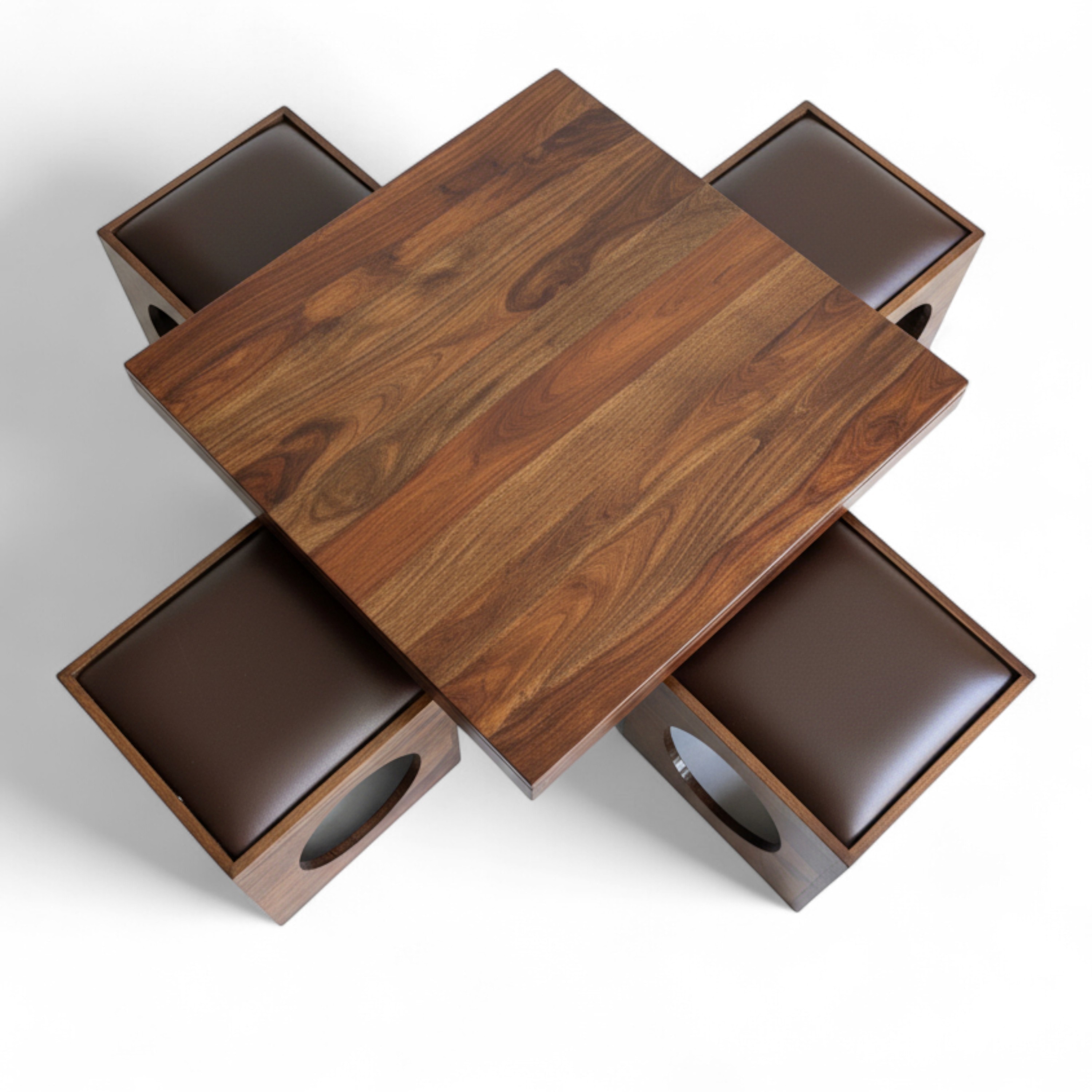 Nordic Sheesham Wood Accent Coffee Table Set With 4 Stools In Provisional Teak Finish
