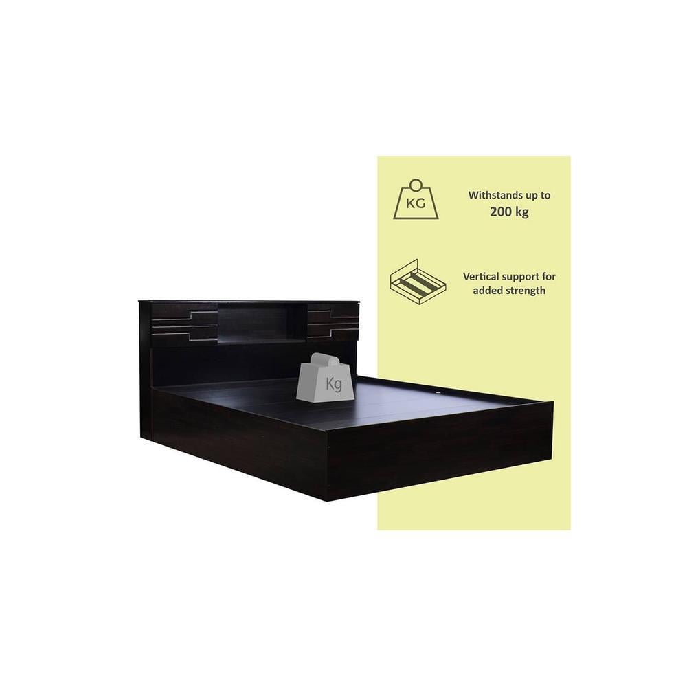 Machai Solid Wood Queen Size Drawer Storage Bed In Melamine Finish
