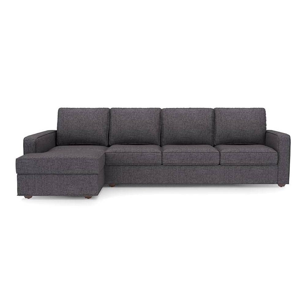 Apollo Compact Fabric Sectional Compact Sofa (Colour : Steel, Cushion : Hard, Back Type : Regular, Seating Capacity : Left Aligned 3 Seater + Left Aligned Chaise)