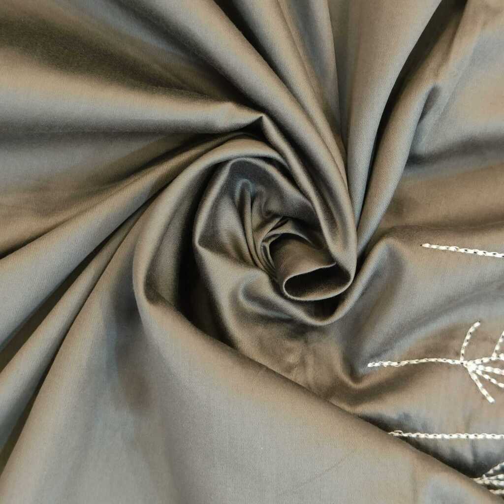 Plain Graphite Grey 350 TC Embroidery StiTChed Cotton Satin Flat Super King Bed Size Bedsheet With 2 Pilllow Covers  Threads