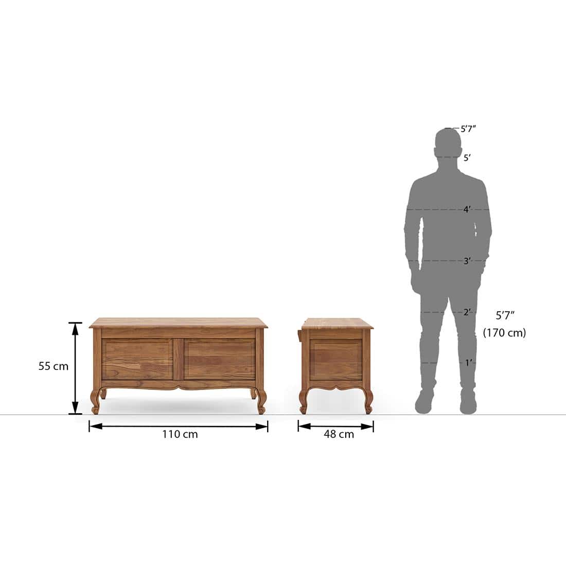 Taahira Blanket Box In Natural Teak Finish