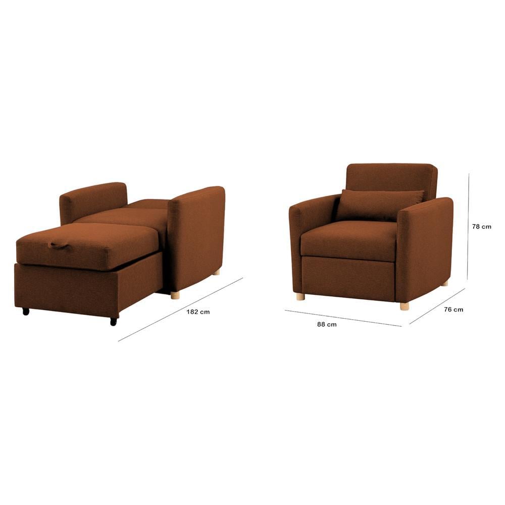 Jernell 1 Seater Sofa Cum Bed In Brown Color