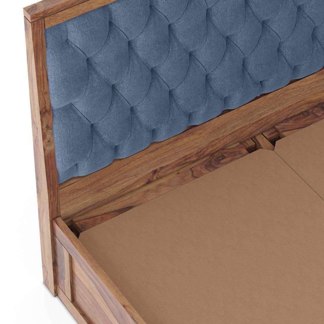 Avon Solid Wood Queen Size Box Storage Bed In Teak Finish