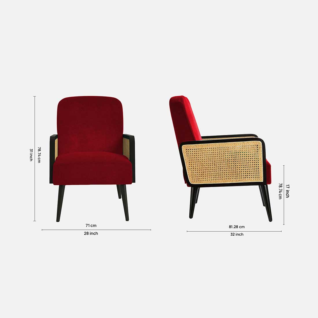 Haden Ratan Accent Chair in Maroon Colour