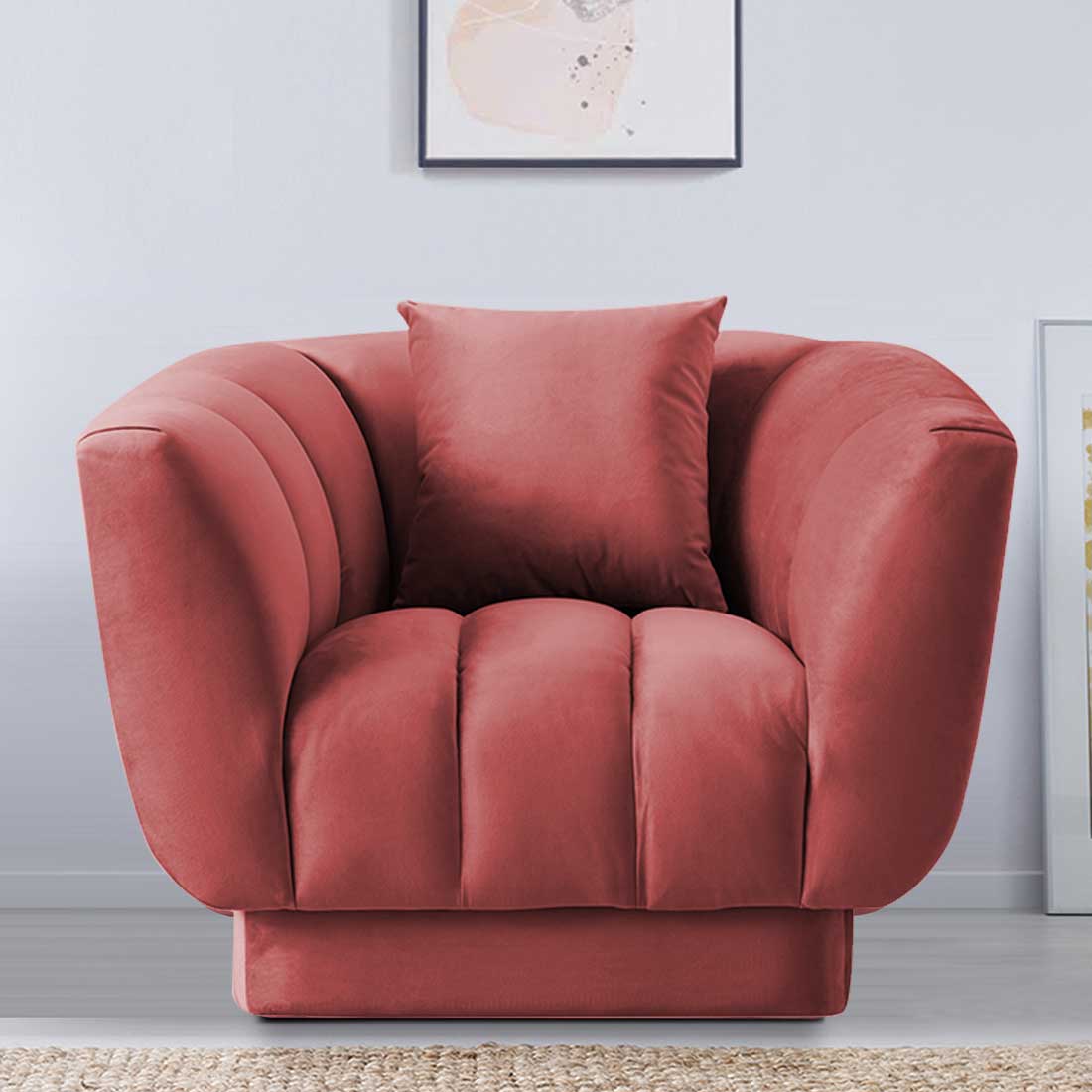 Exalt Fabric Sofa (Pink) - Home Lifestylez