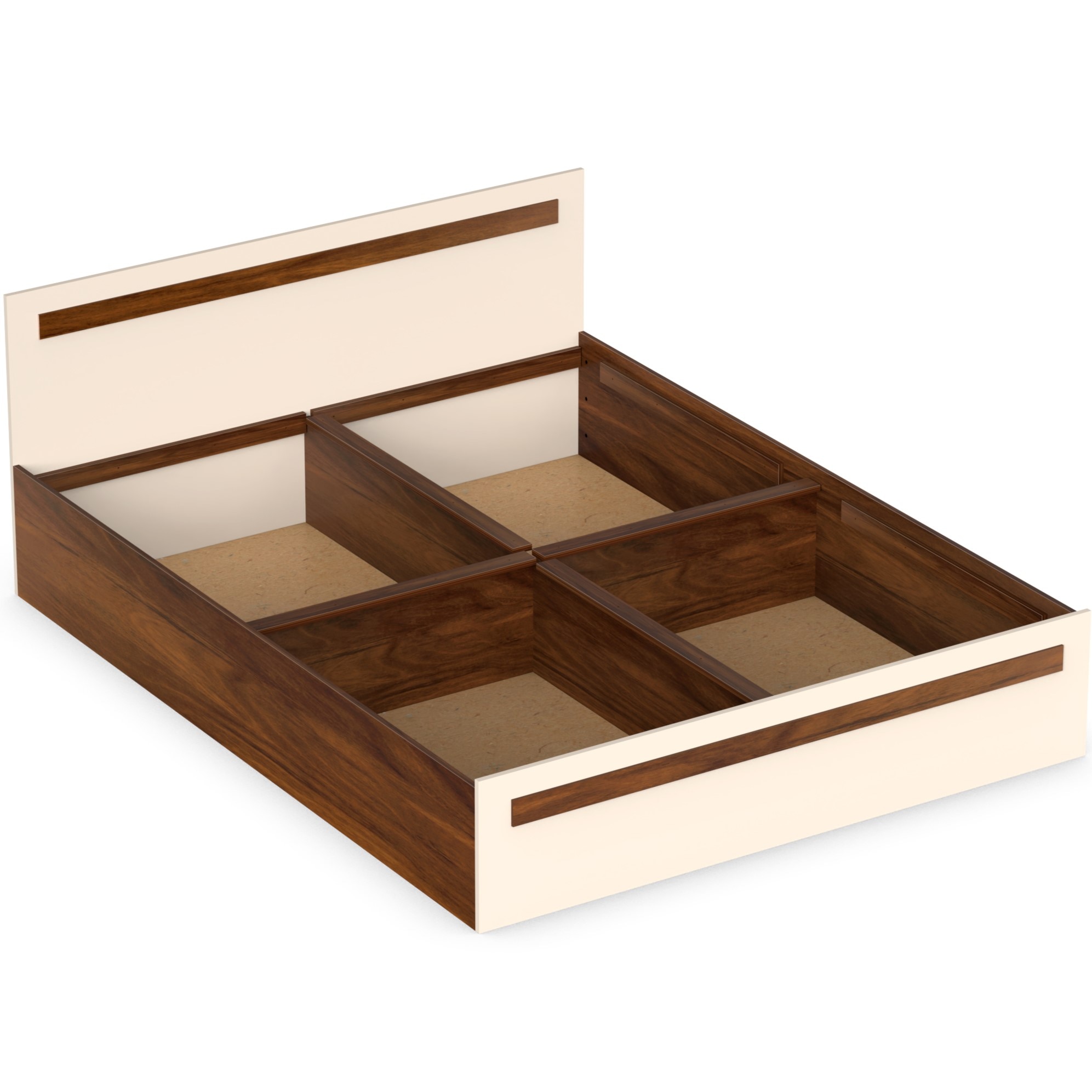 BLUEWUD Maltein Engineered Wood Double Bed, King Size Bed with Storage Box for Bedroom Home Furniture (Brown Maple & Beige)