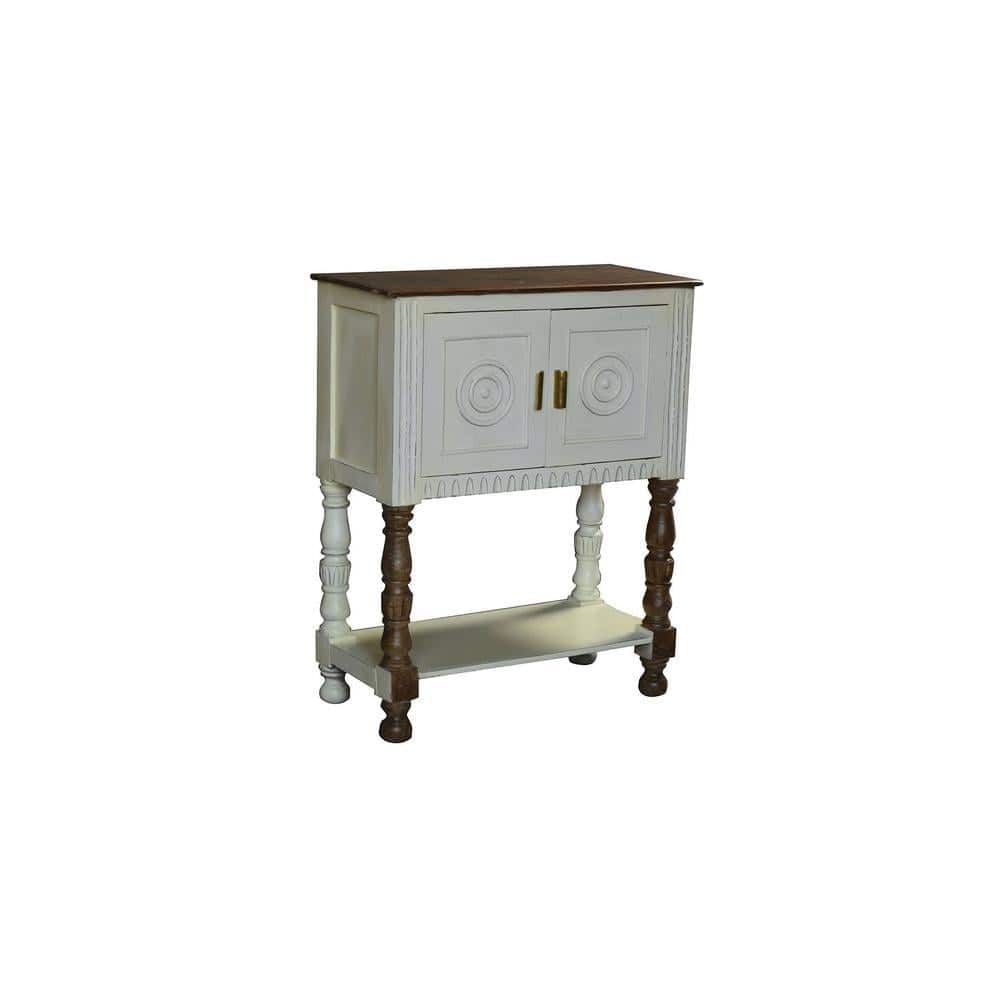 Wollman Solid Wood Cabinet In White Distress Finish