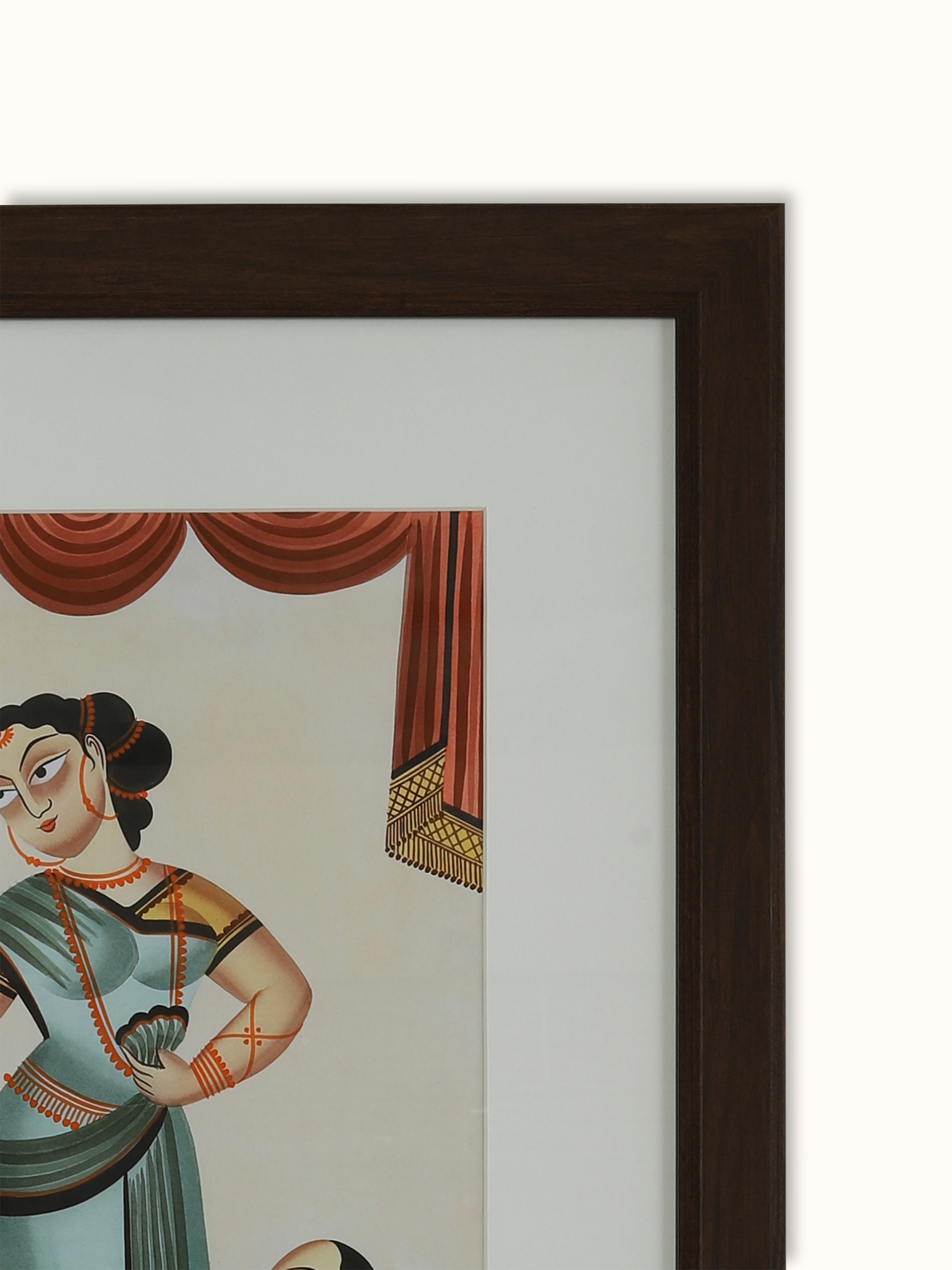 Detail shot of Man Woman Kalighat Painting