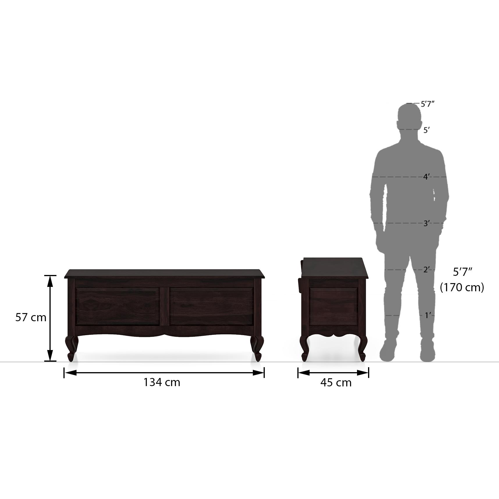 Bunai Solid Wood Free Standing Bar Cabinet In Teak Finish
