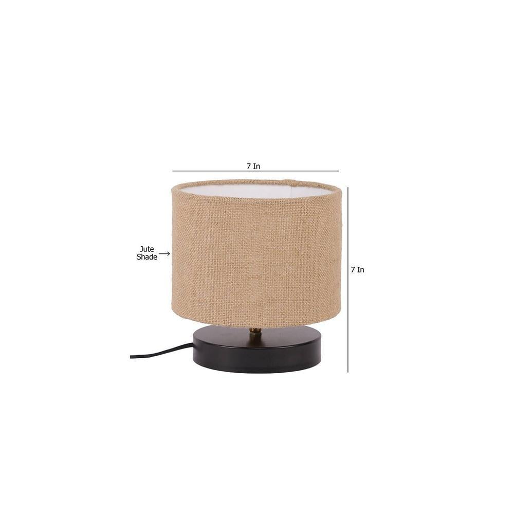 Durland Beige Natural Fiber Shade Table Lamp with Black Iron Base