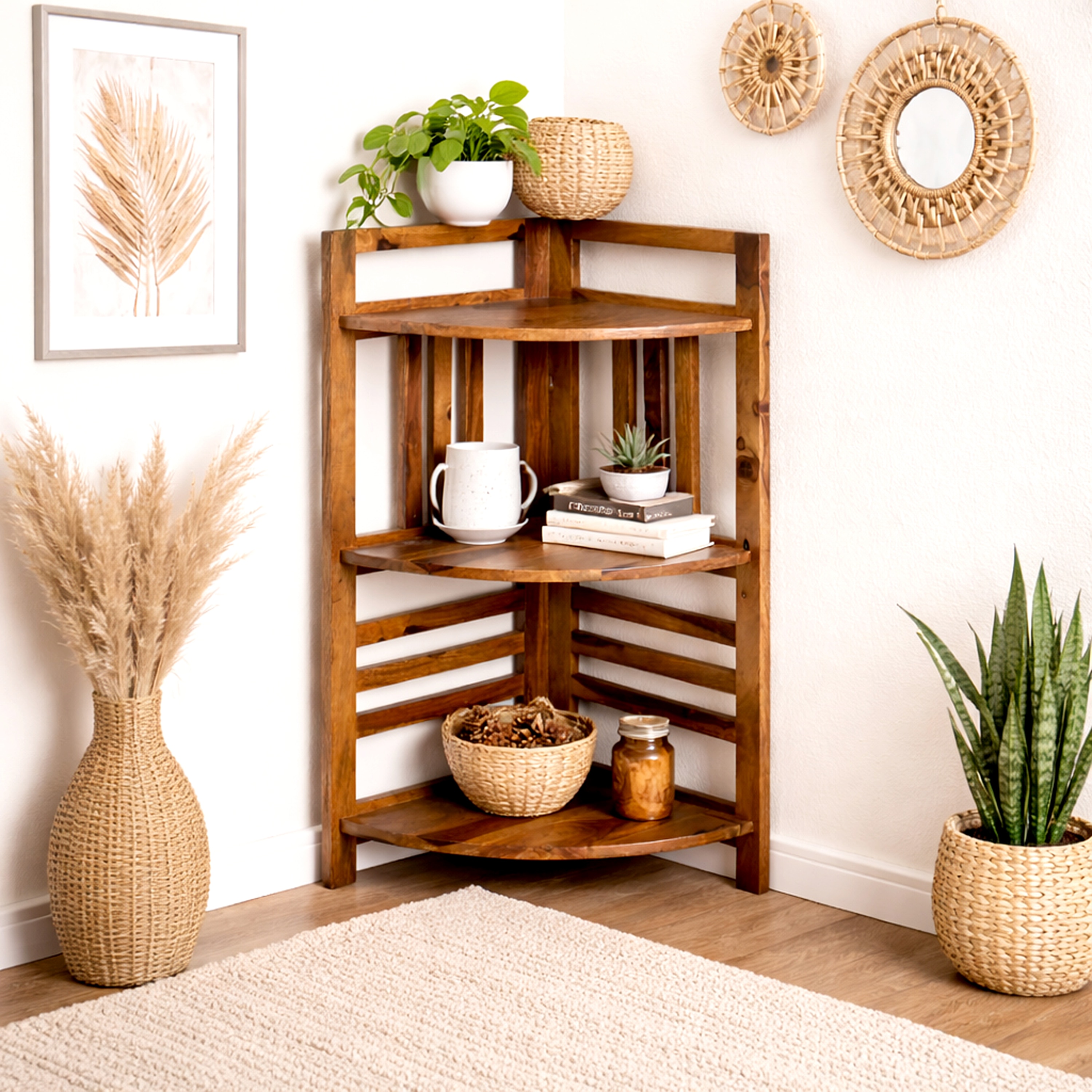 Cutlet Solid Wood  Bookshelf in Honey Oak Finish