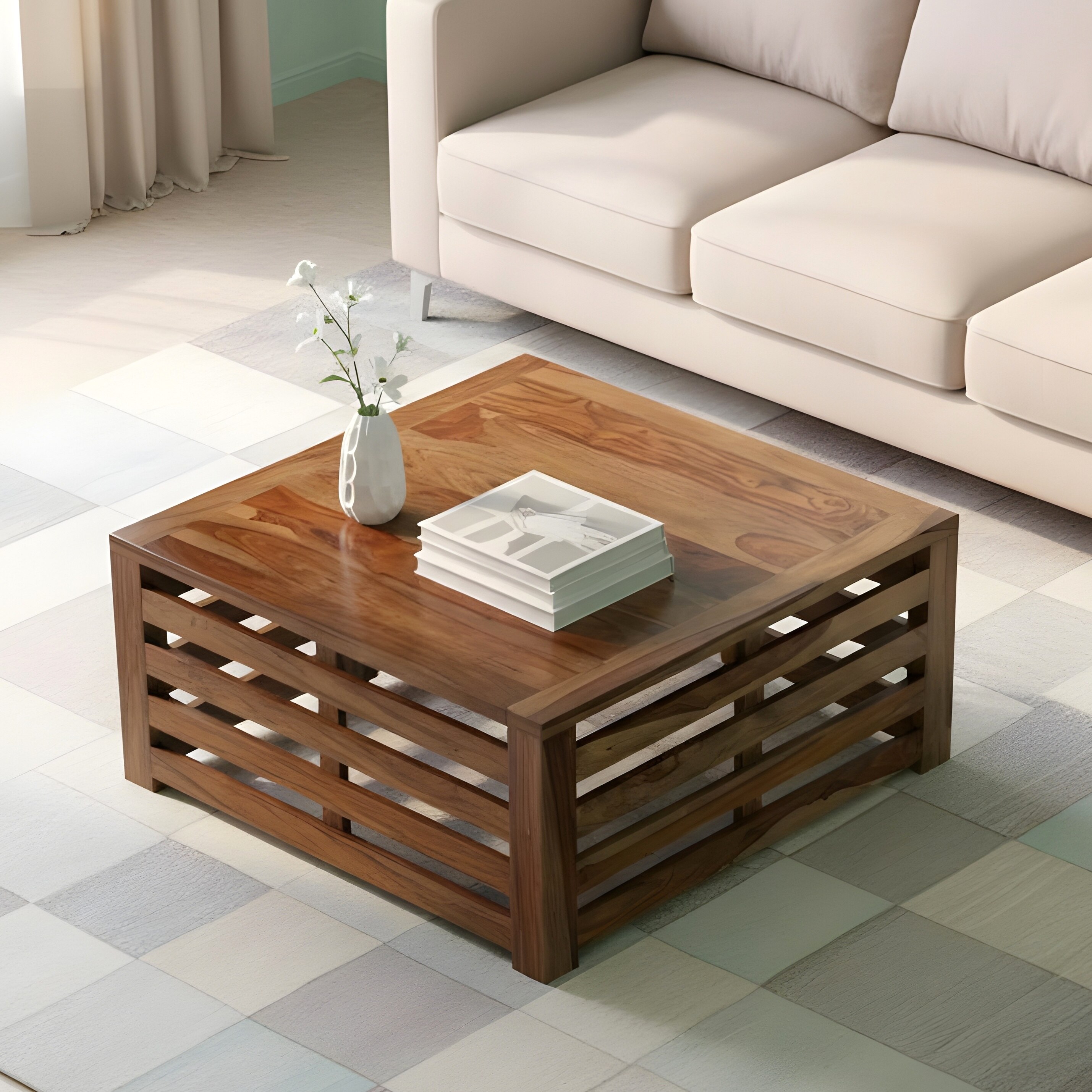 Montreal Sheesham Wood Coffee Table In Teak Finish