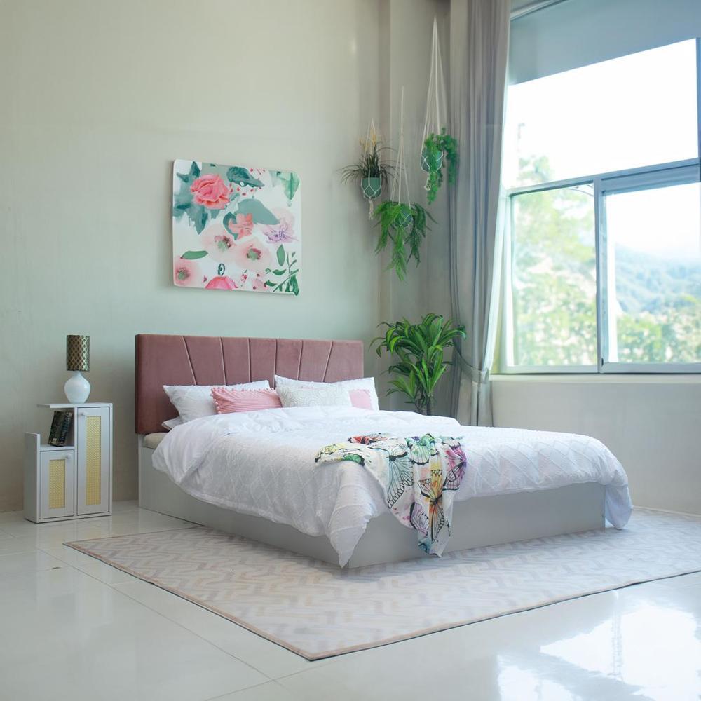 Viveka Engineered Wood Queen Size Bed In White Finish