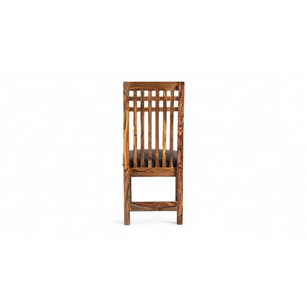 Columbus wood Set of 2 Dining Chairs in Anchor Grey Fabric Cushioning with TEAK FINISH