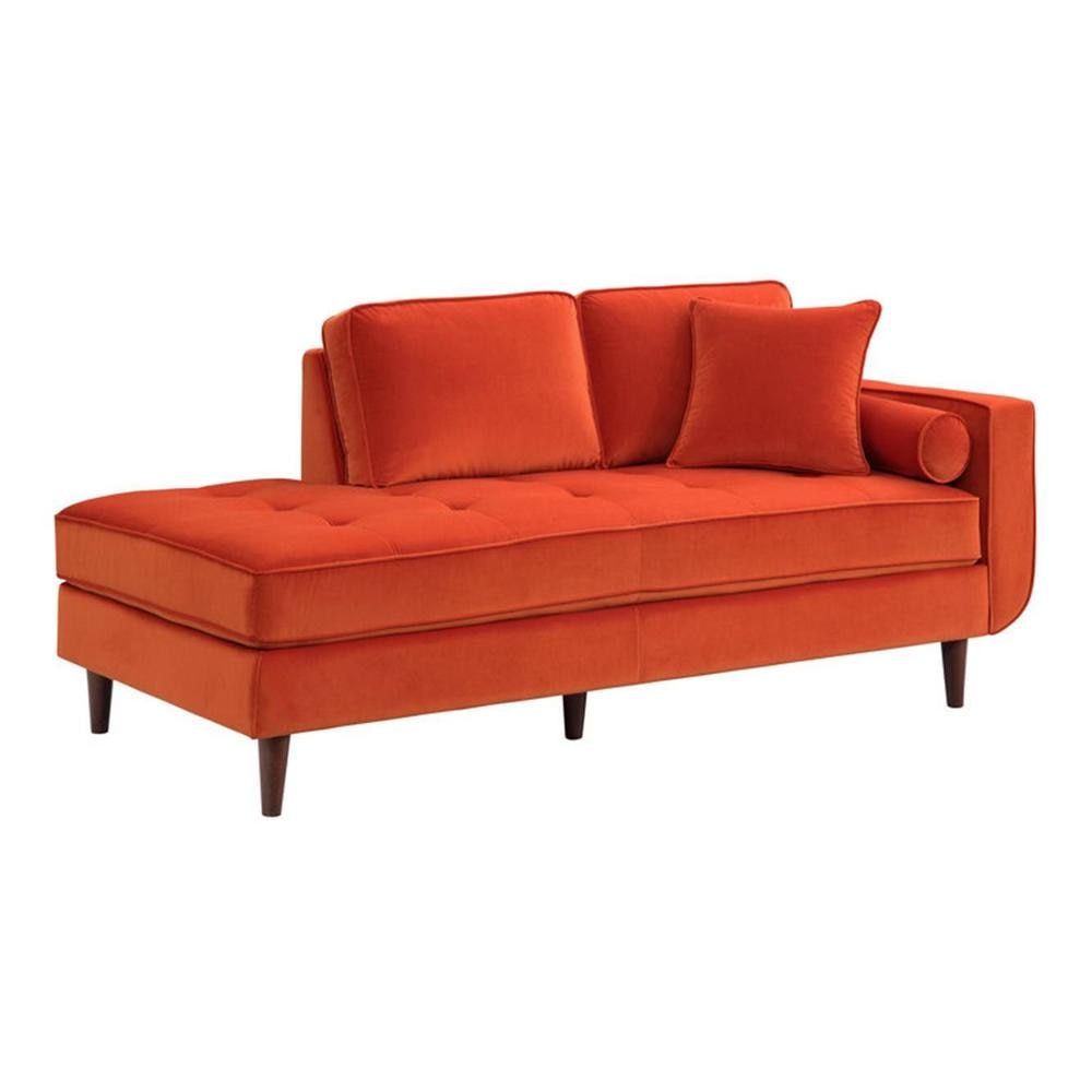 Mydril Velvet Chaise Launger in Orange Colour