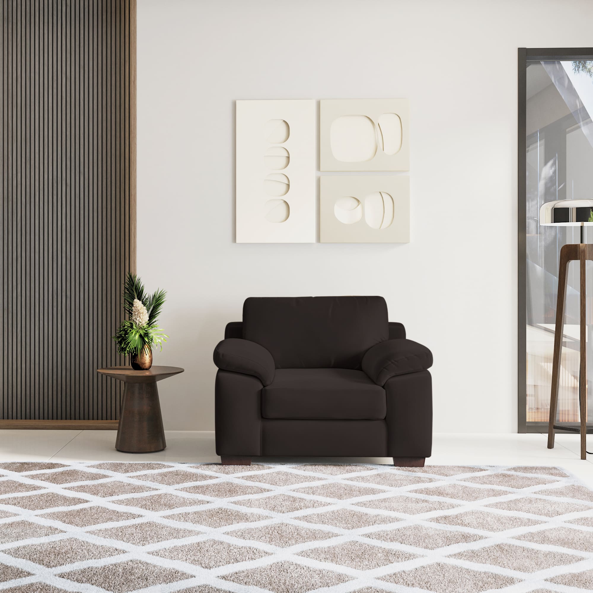 Esquel Premium 1 Seater Fabric Sofa in Deep Brown Velvet Colour