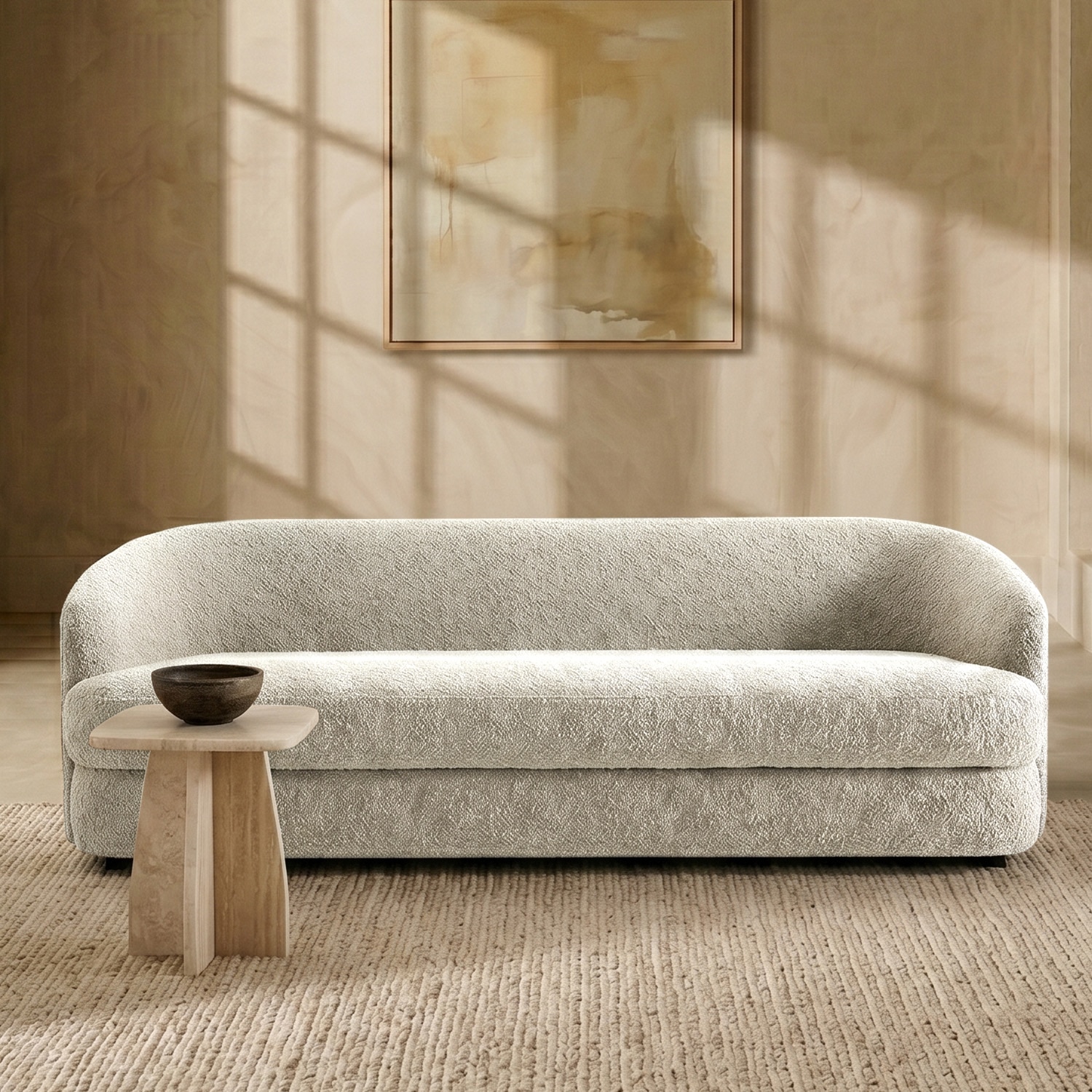 Elegantensemble Wood 3 Seater With Upholstery Non Storage Sofa In White Colour - Nestroots