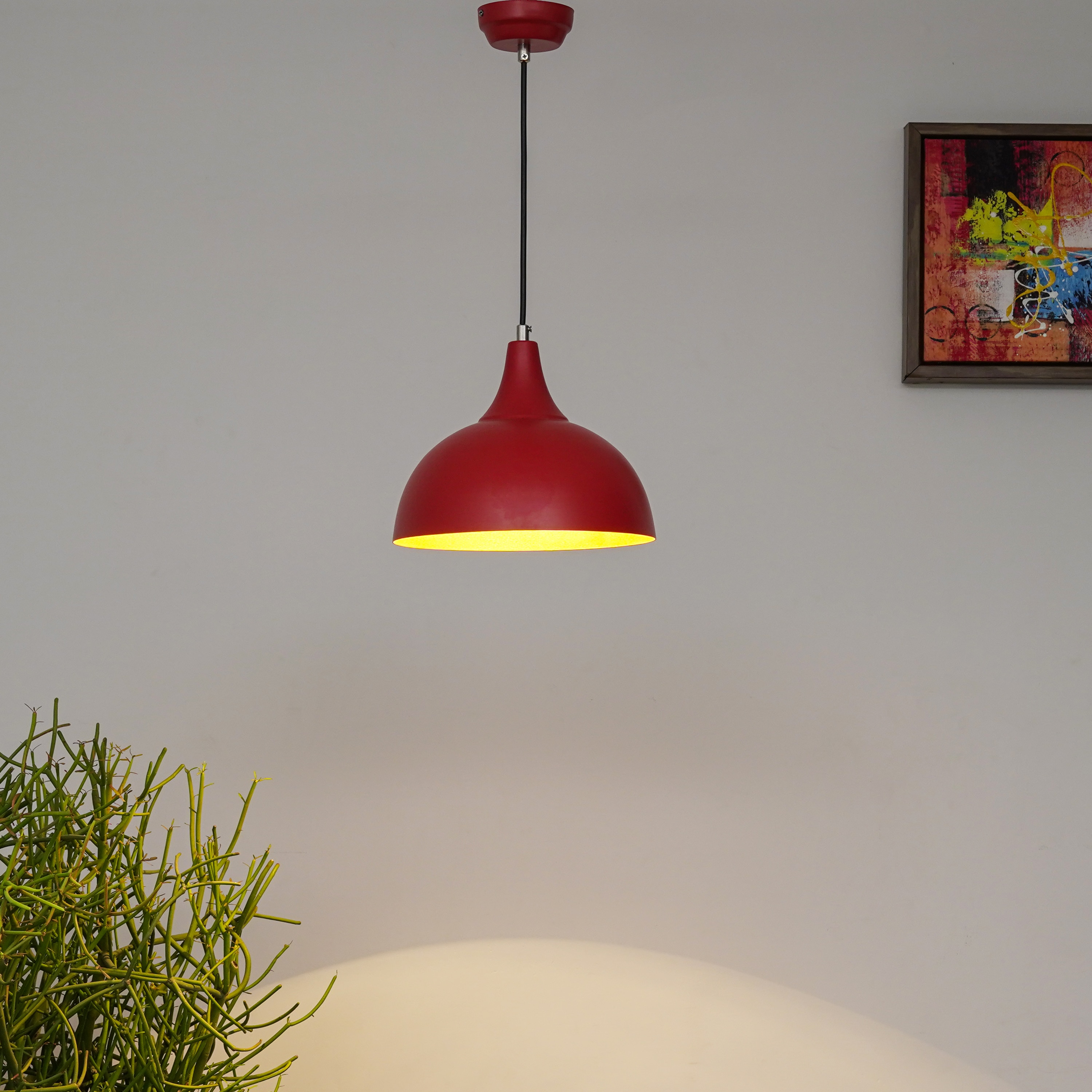 Feiss Red Metal Dome Pendant Light - Kapoor Lamp Shades