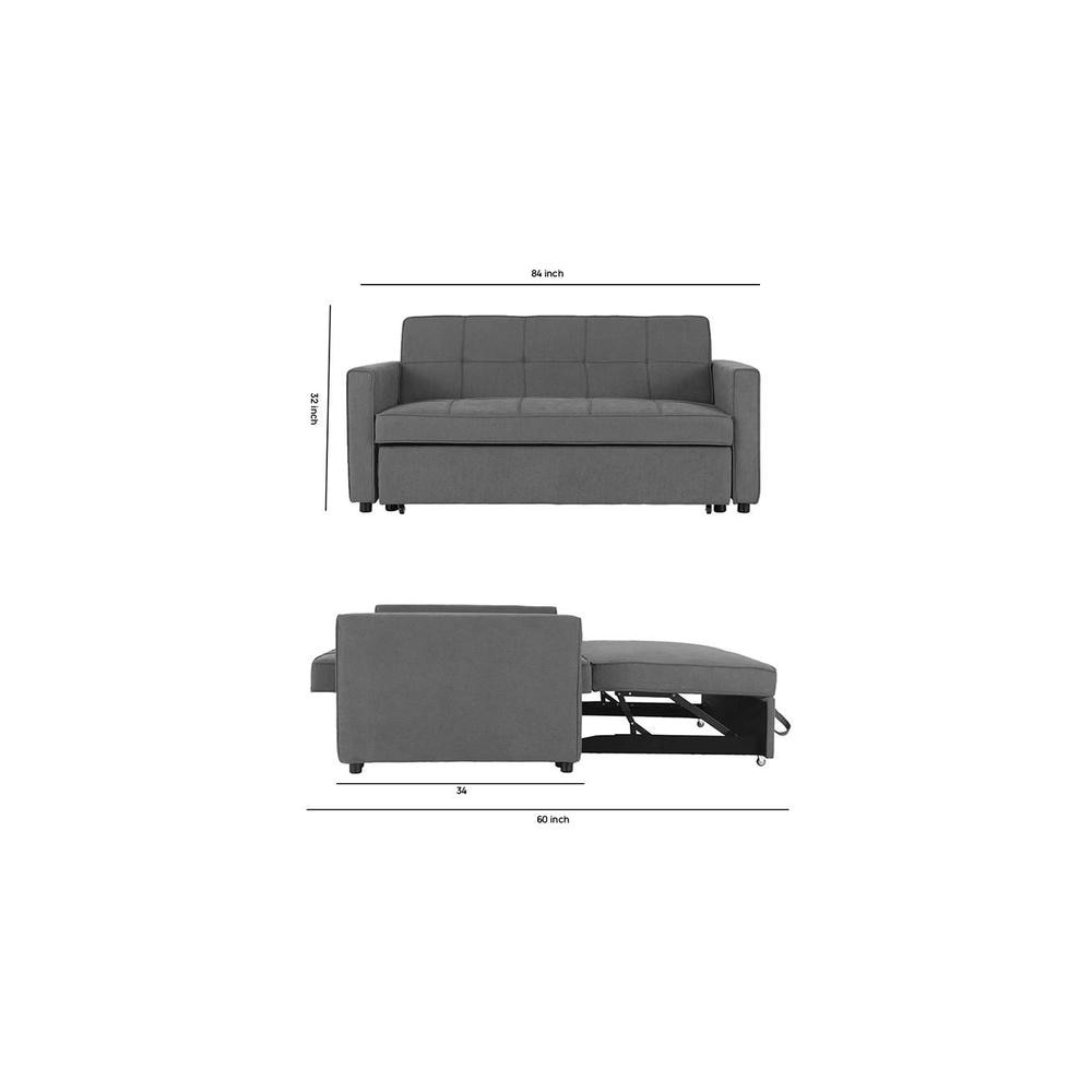 Medas 3 Pull Out Sofa Cum Bed In Dark Grey Colour