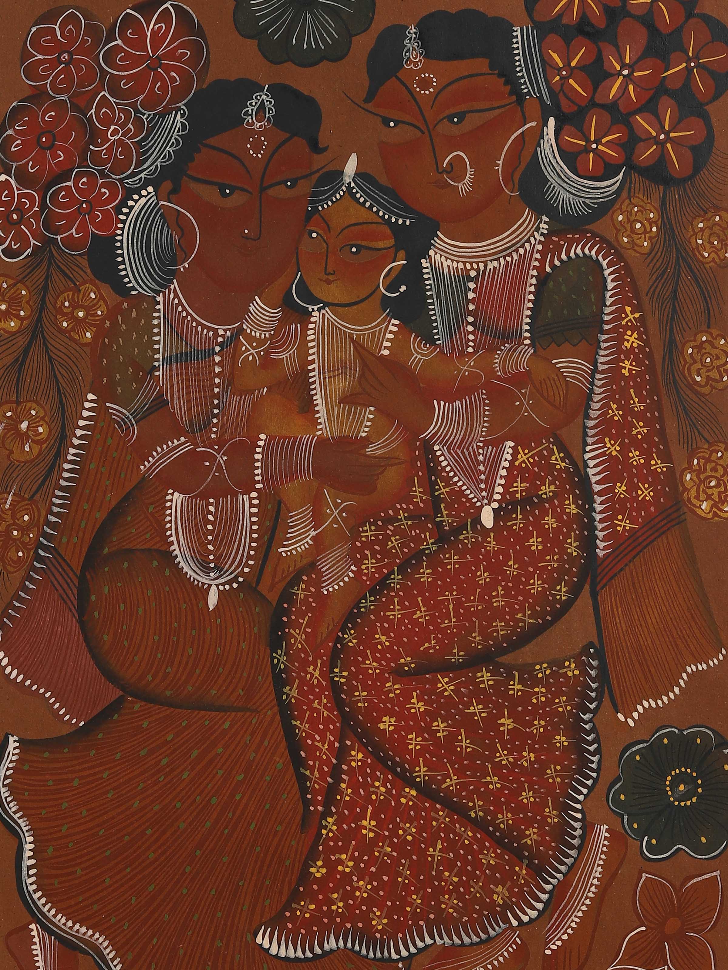 Family Scene Kalighat Painting