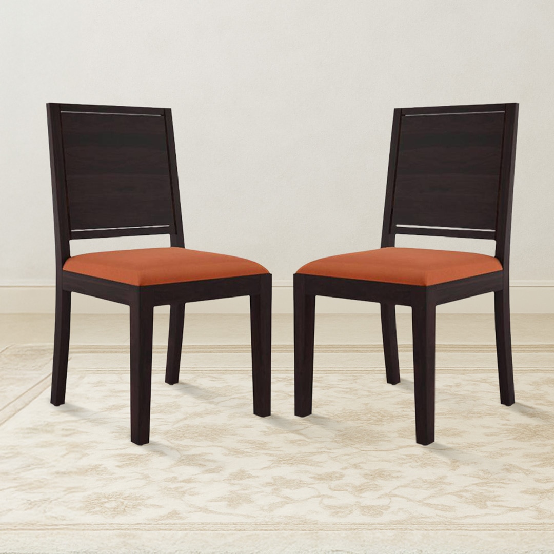 Oribi Solid Wood Dining Chair Set Of 2 In Mahogany Finish