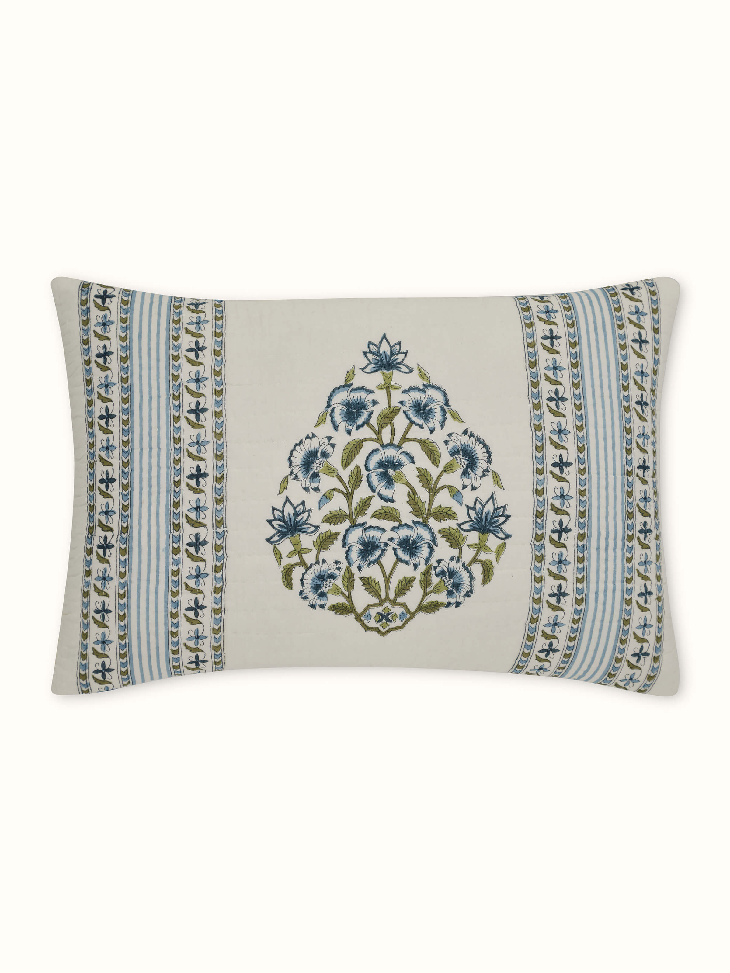 Aarunya Blue Buta Cotton Sanganeri Hand Block Print Cushion Cover