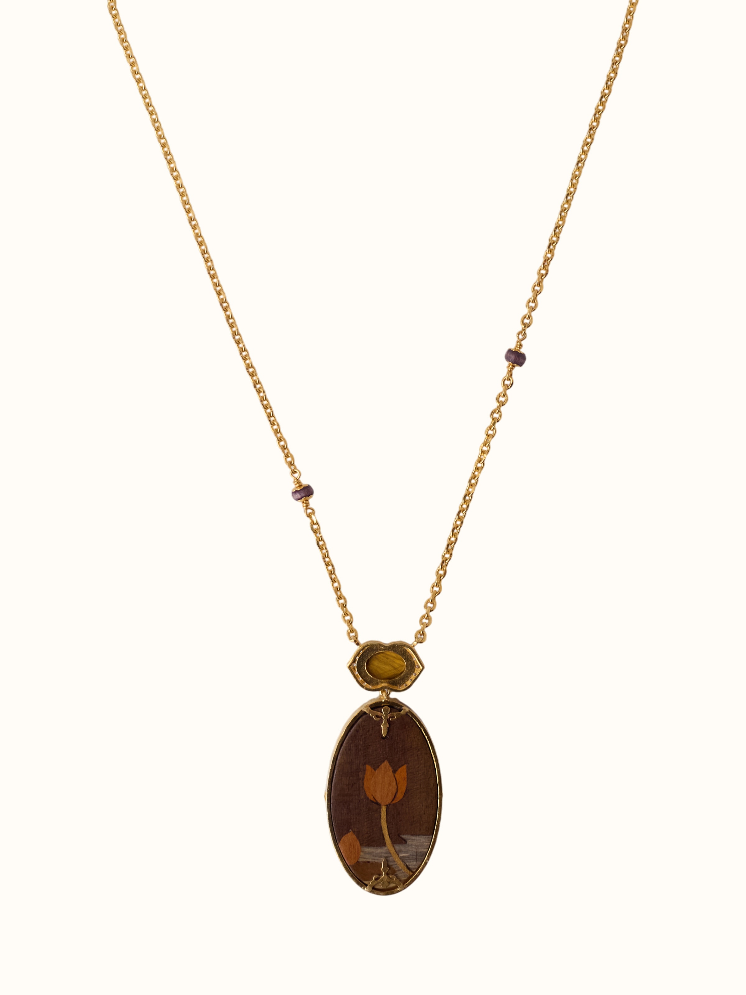 Rosewood Inlaid Silver Pendant & Chain