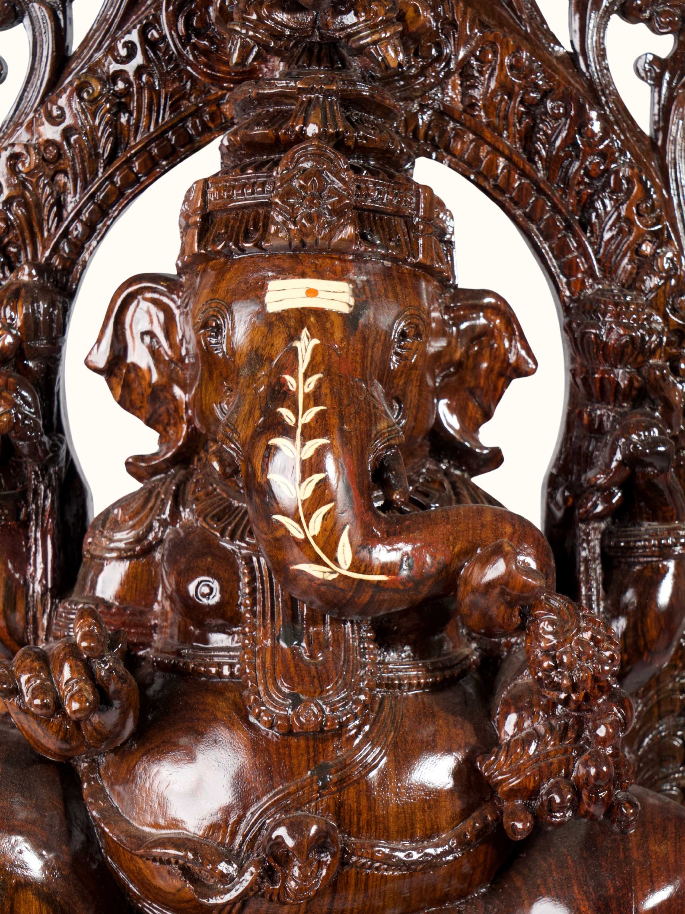 Rosewood Inlay Bal Ganesha Idol