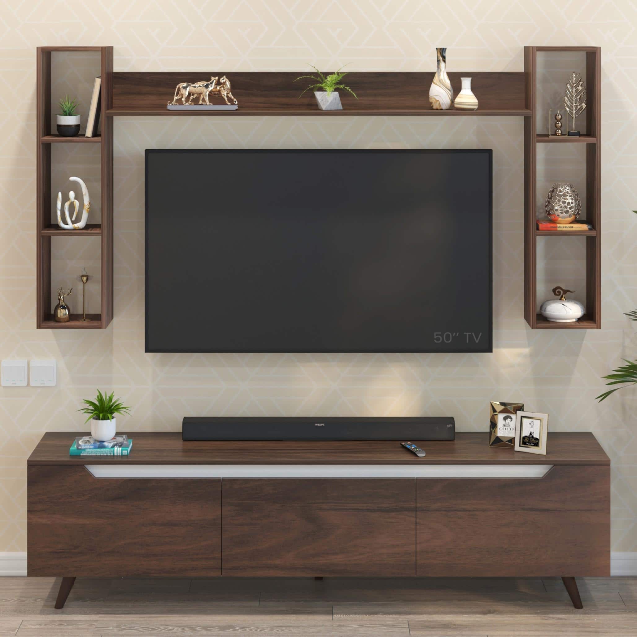 Blesky Miltra Tv Entertainment Unit Set Top Box In Brown Maple Finish