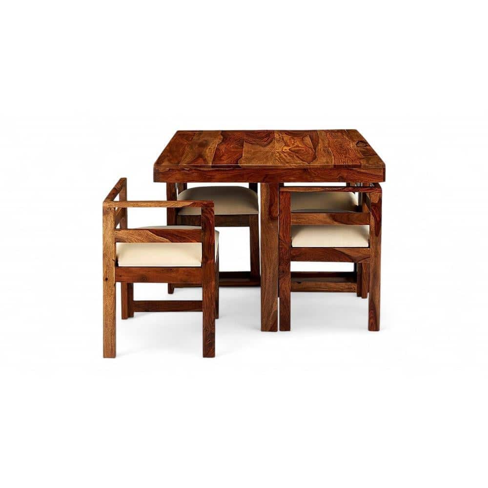 Kingston Sheesham Wood Accent 4 Seater Dining Table Set