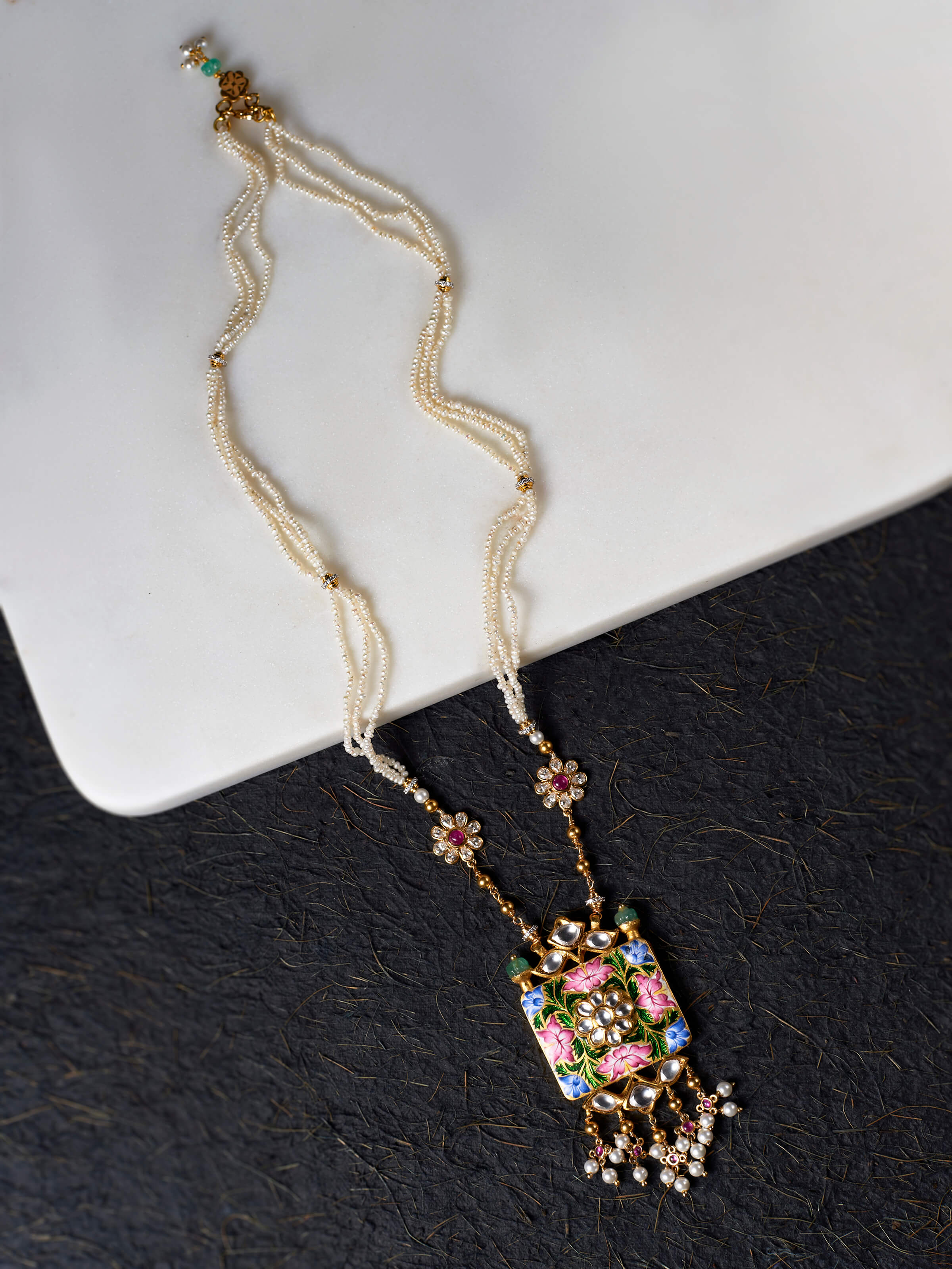 Gulabi Meenakari 22 Karat Gold Collar Necklace