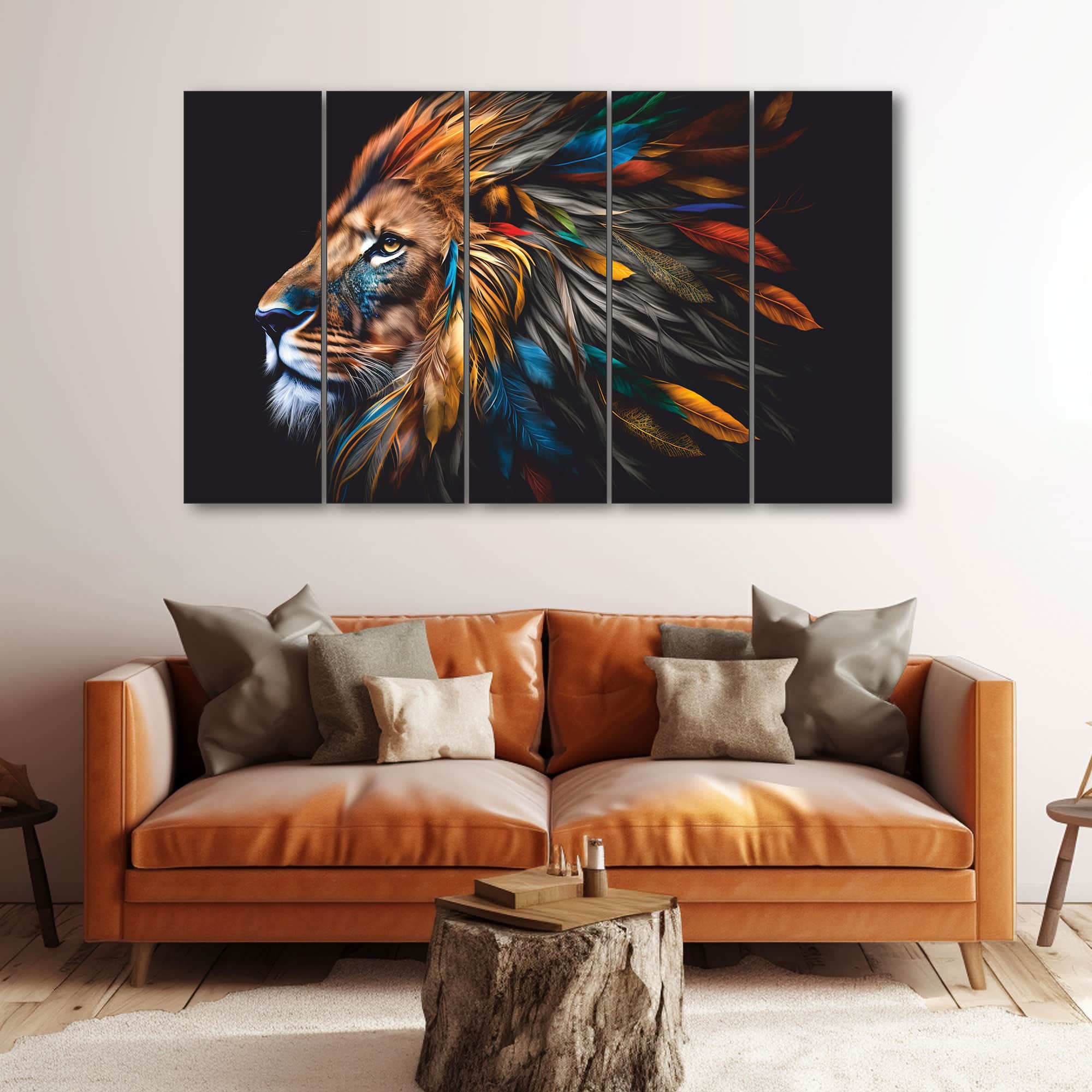 The Castle Decor Lion Landscape Wall Art Set of 5 27x48 Inch - The Castle Decor